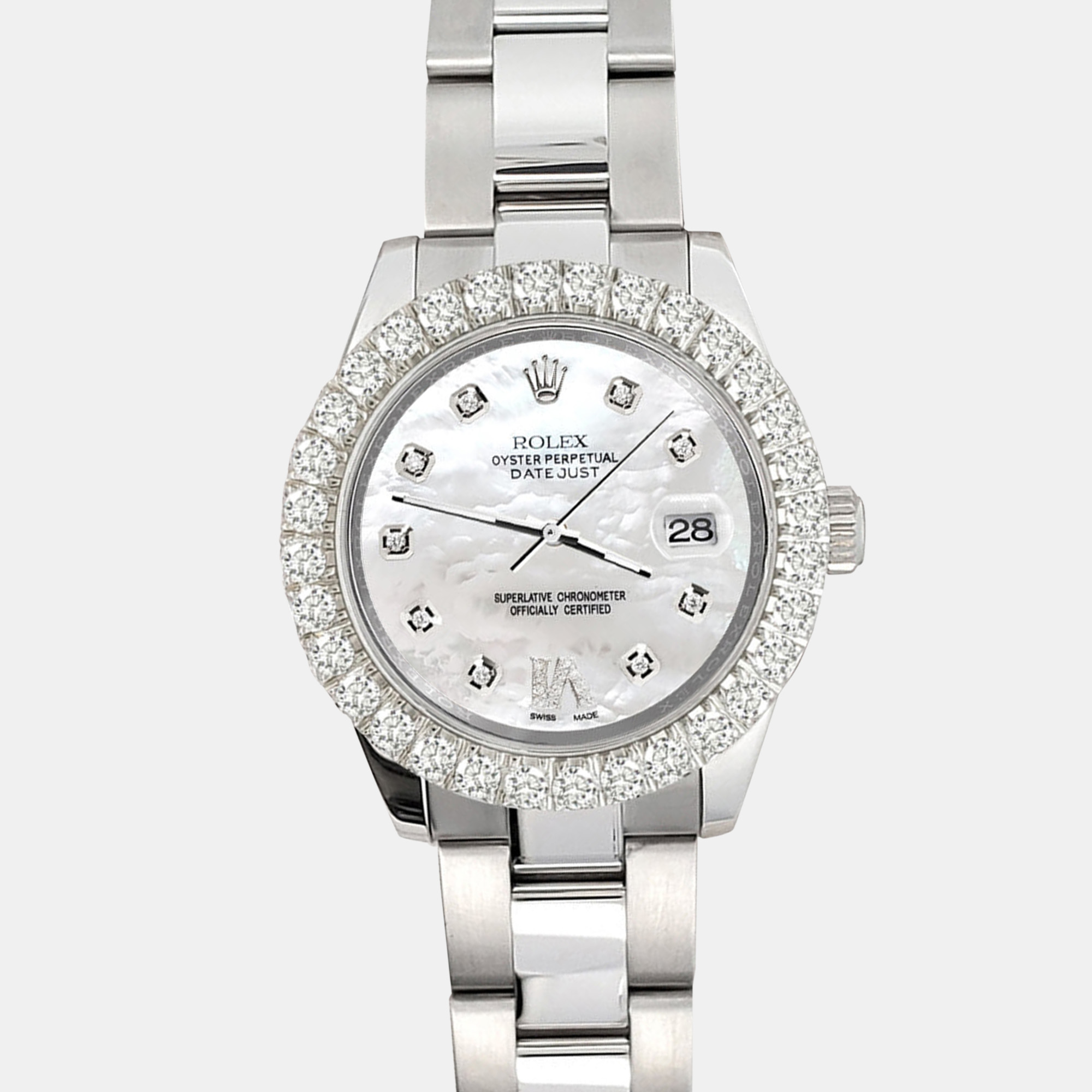 

Rolex 2.35ct diamond bezel white mop roman vi stainless steel datejust 178240 Wristwatch