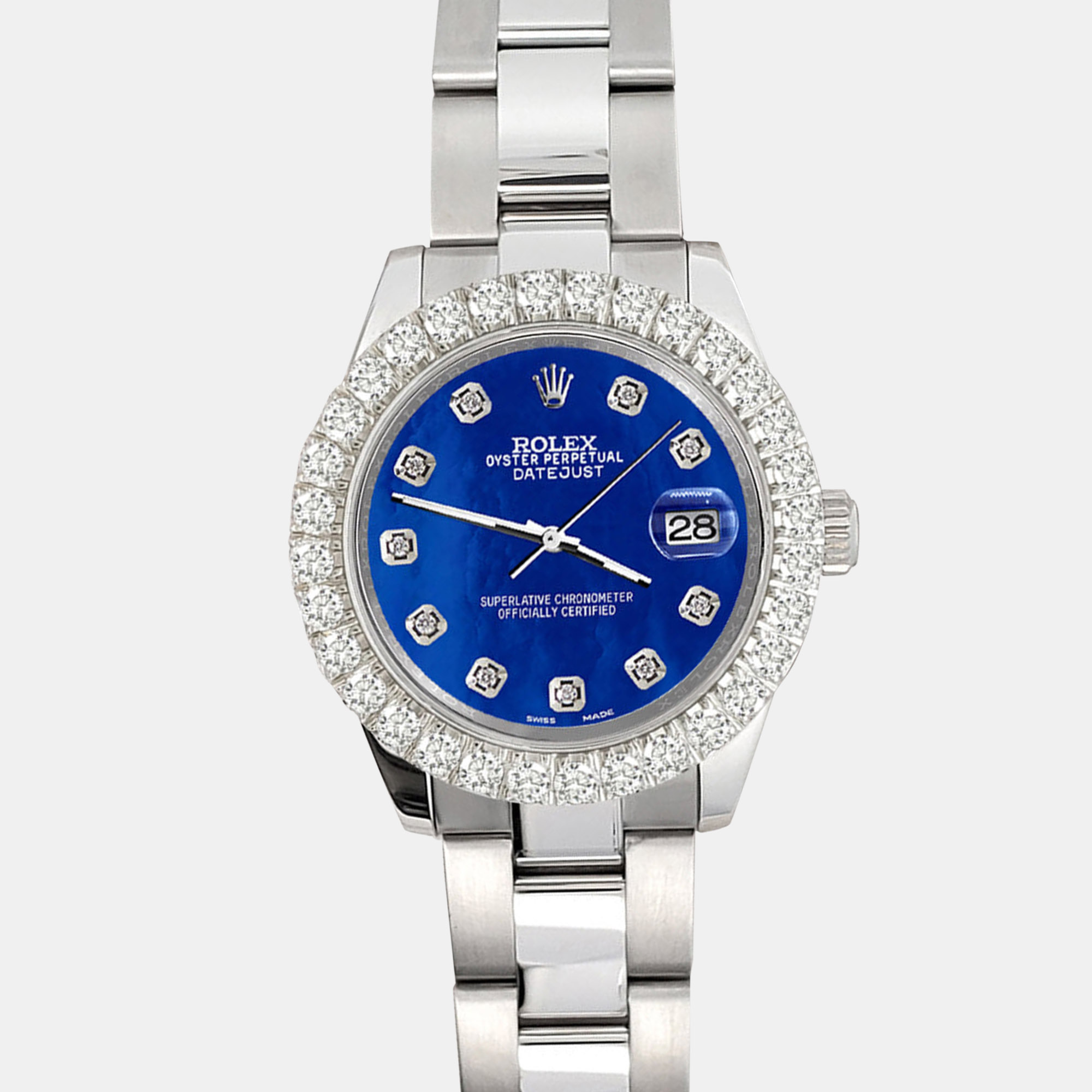 

Rolex 2.25ct diamond bezel royal blue mop dial stainless steel datejust 178240 Wristwatch