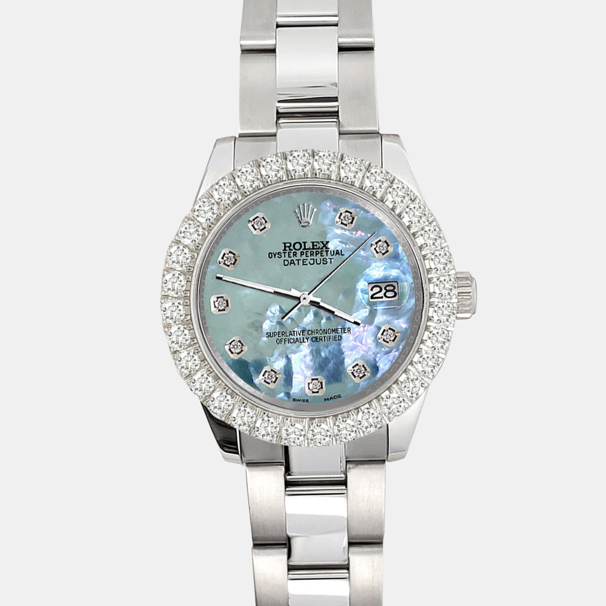 

Rolex 2.25ct diamond bezel tahitian blue dial stainless steel datejust 178240 Wristwatch