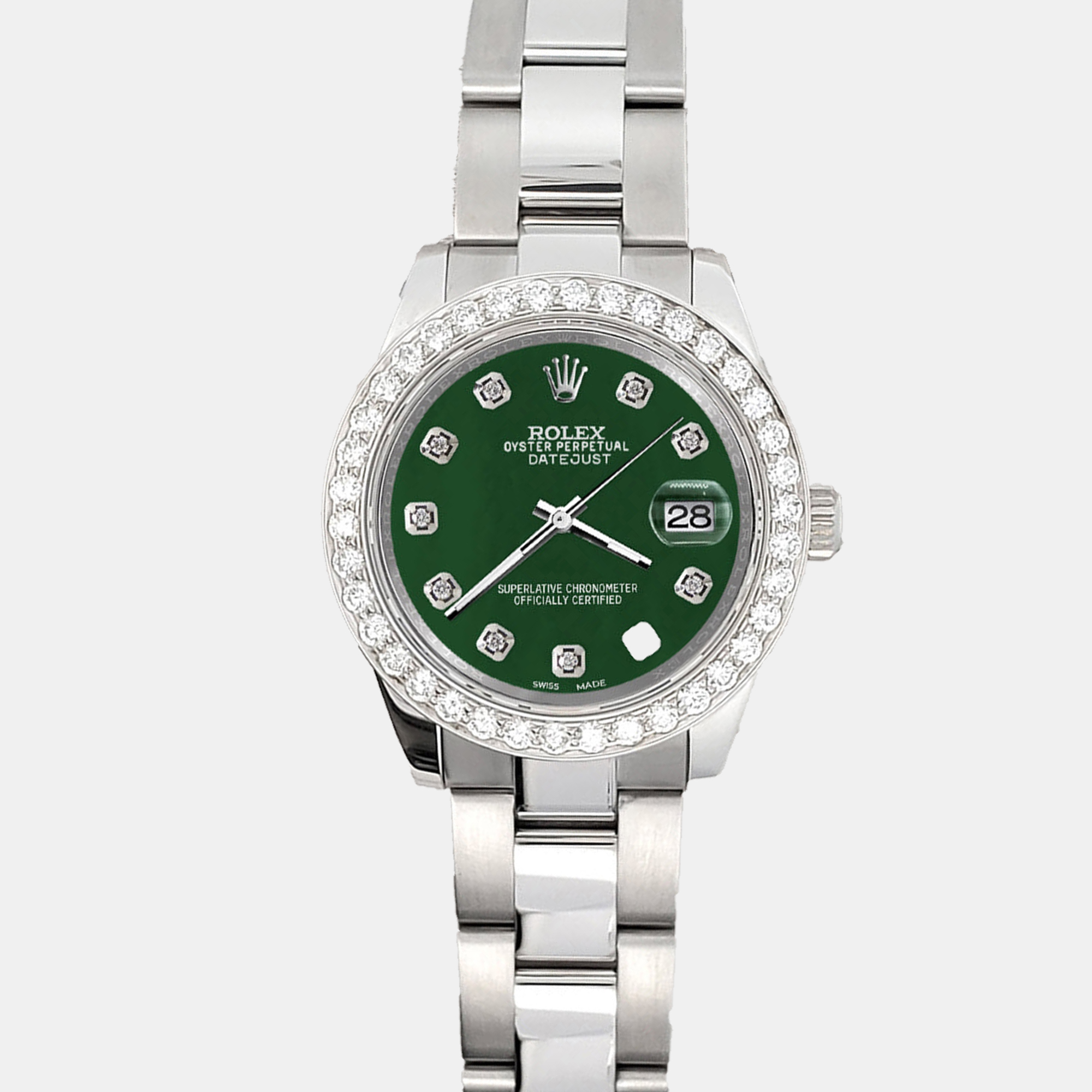 

Rolex 1.6ct diamond bezel forest green mop dial stainless steel datejust 178240 Wristwatch