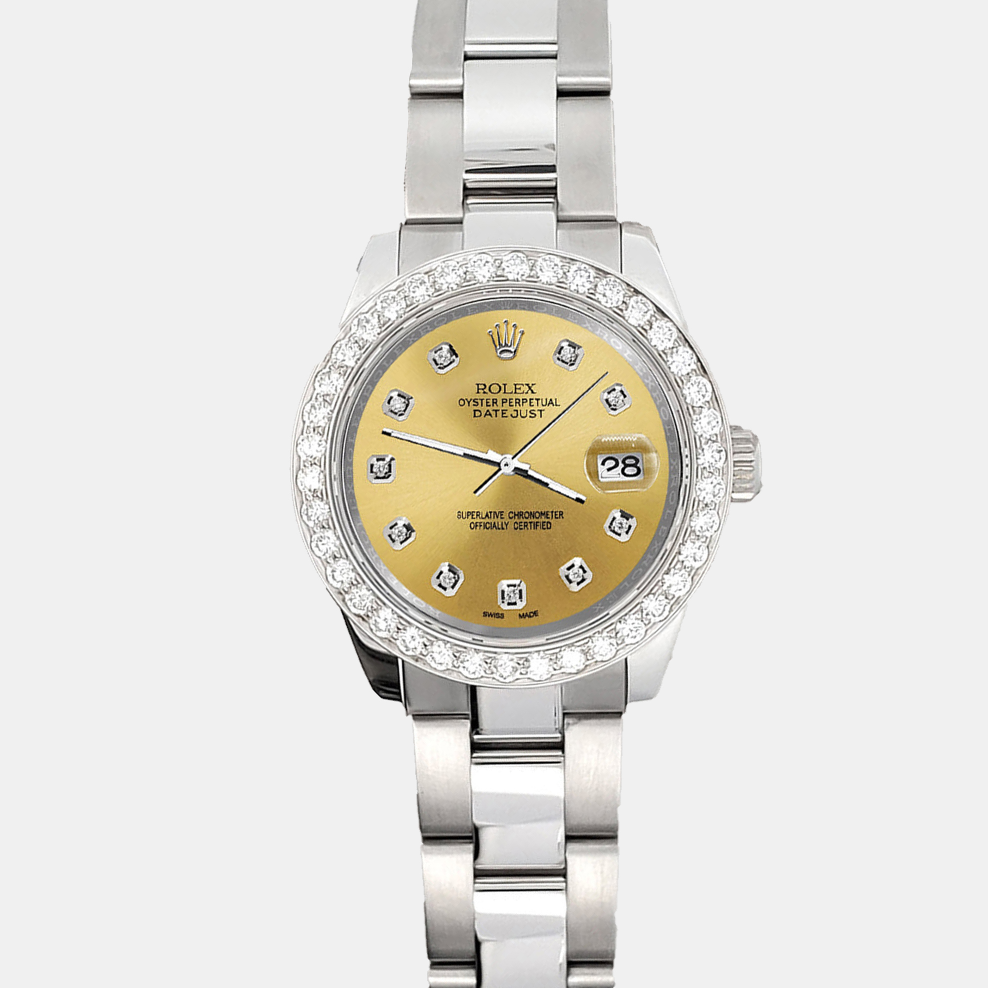 

Rolex 1.6ct diamond bezel champagne dial stainless steel datejust 178240 Wristwatch, Gold