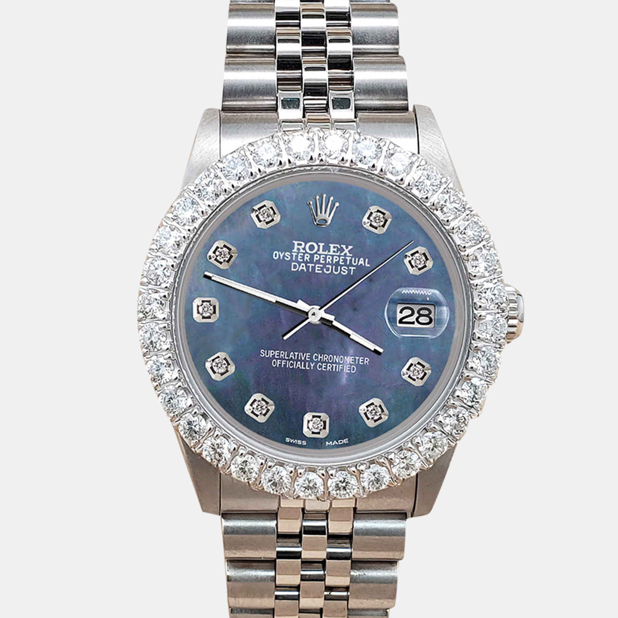 

Rolex datejust  2.95ct diamond bezel black pearl jubilee dial midsize Wristwatch