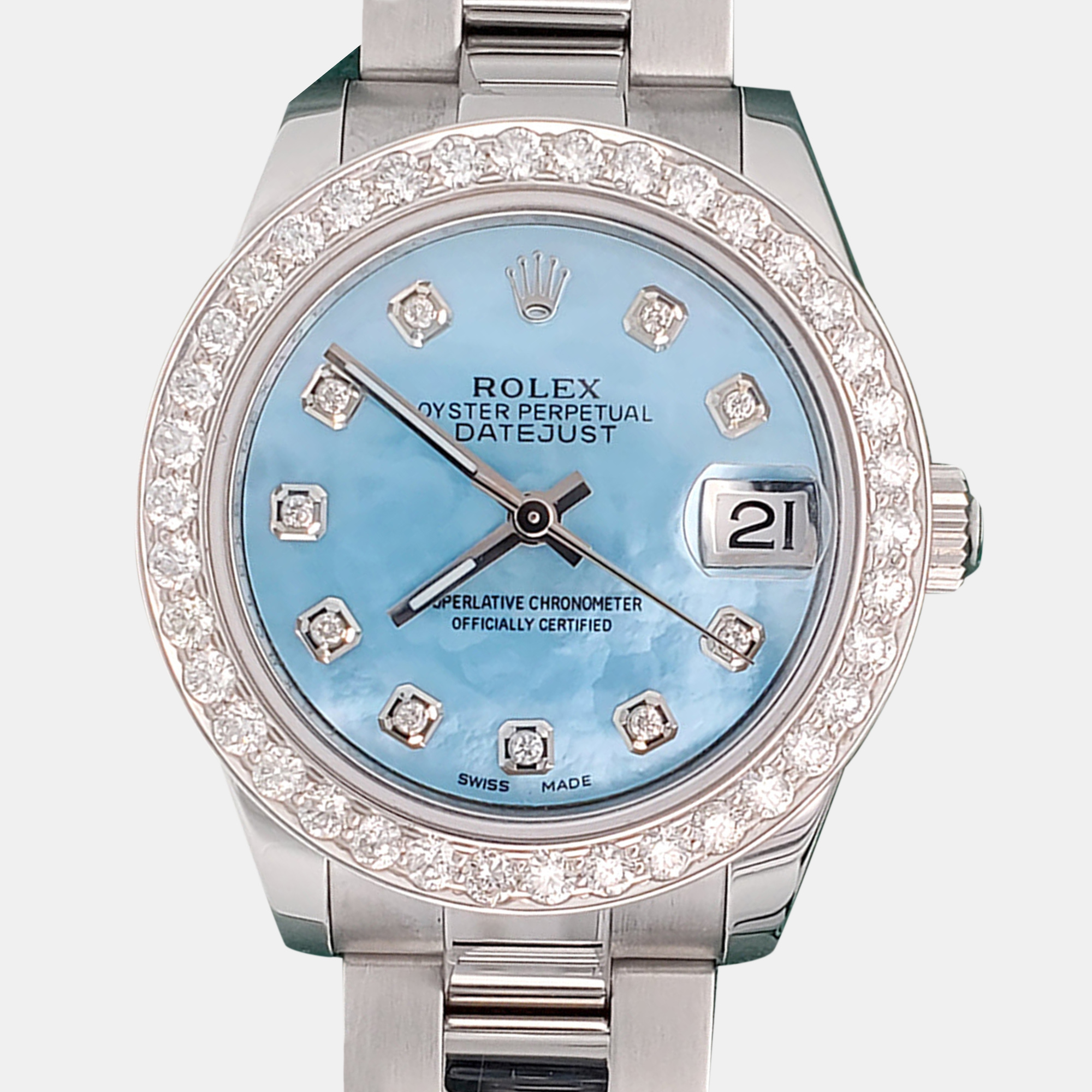 

Rolex datejust  1.62ct diamond bezel sky blue mop dial 178240 Wristwatch