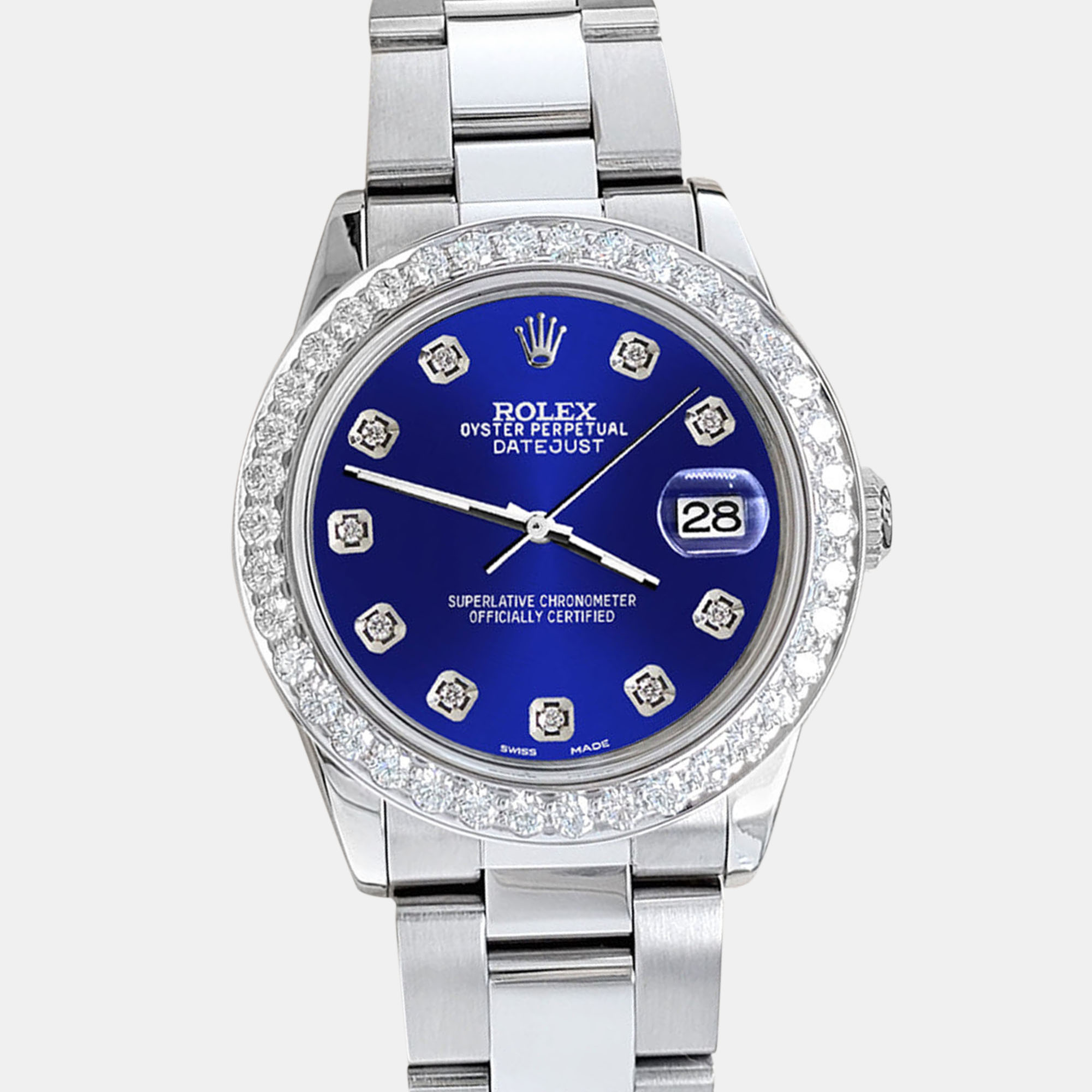 

Rolex datejust midsize  1.52ct bezel navy blue diamond dial steel oyster Wristwatch