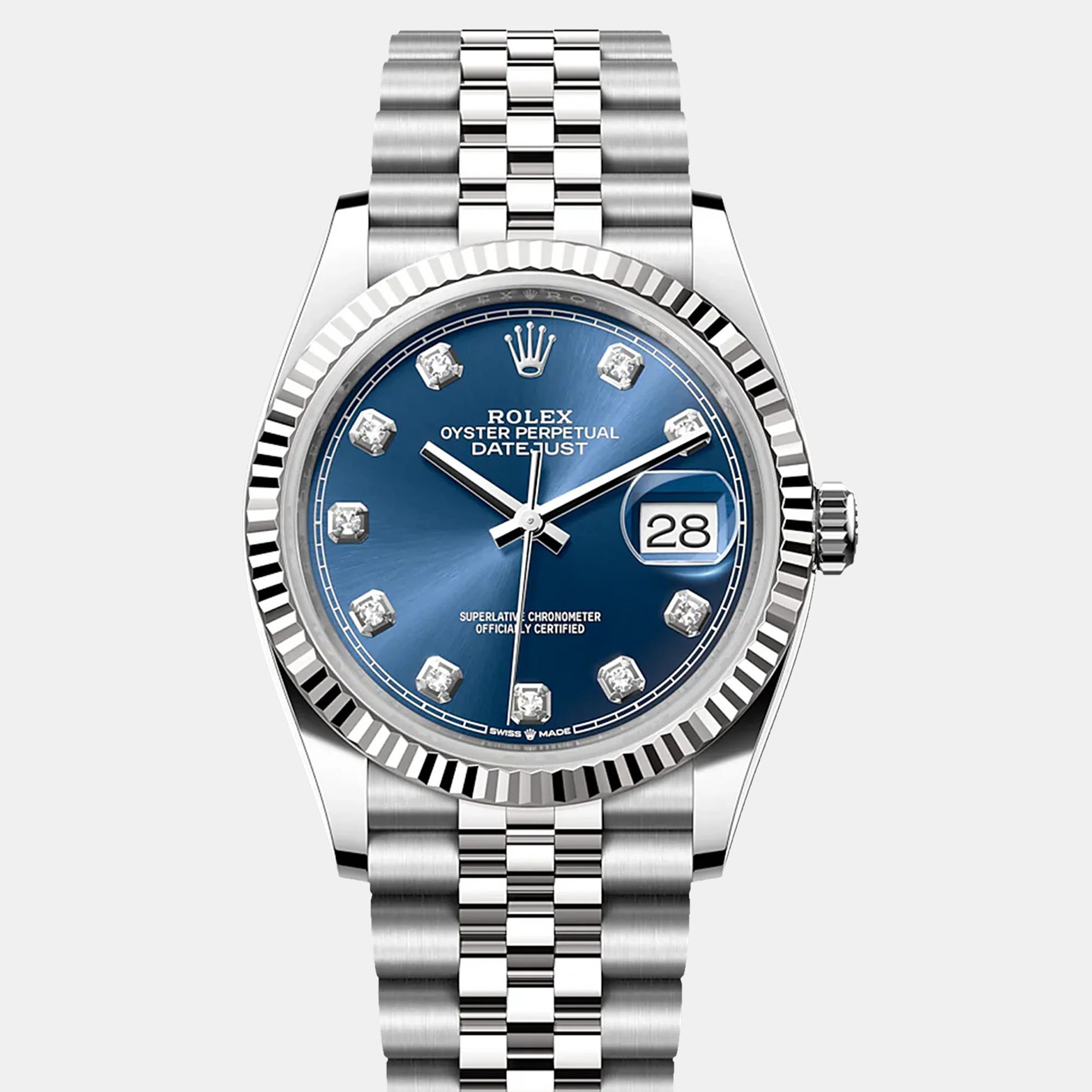 

Rolex Datejust 126234-0037 Automatic Blue Diamond Stainless Steel Women’s Wristwatch 36 mm