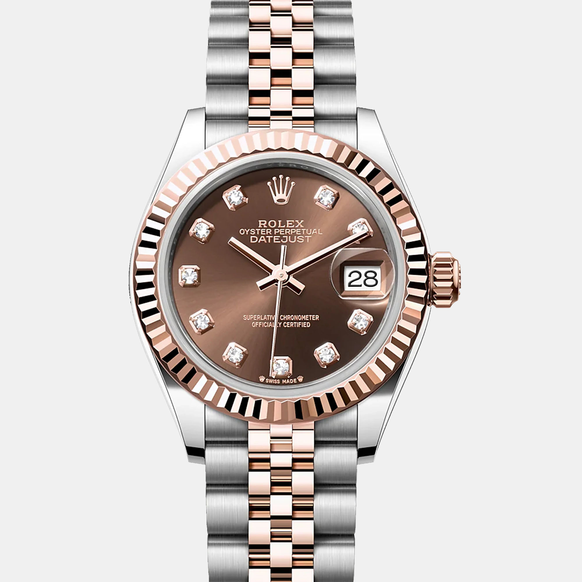 

Rolex Datejust 279171-0011 Automatic Chocolate Diamond 18K Rose Gold Stainless Steel Women’s Wristwatch 28 mm, Brown
