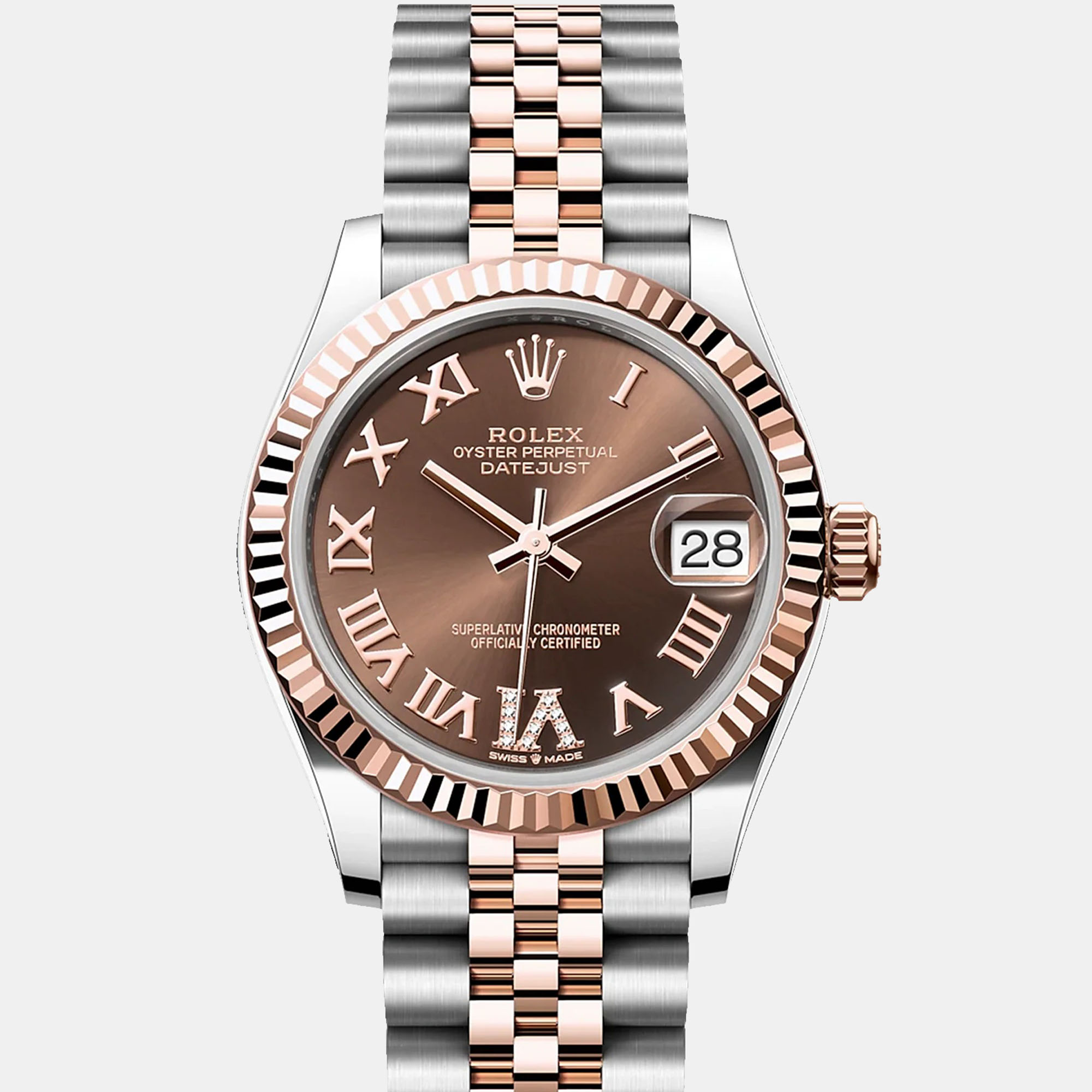 

Rolex Datejust 278271-0004 Automatic Chocolate Diamond 18K Rose Gold Stainless Steel Women’s Wristwatch 31 mm, Brown