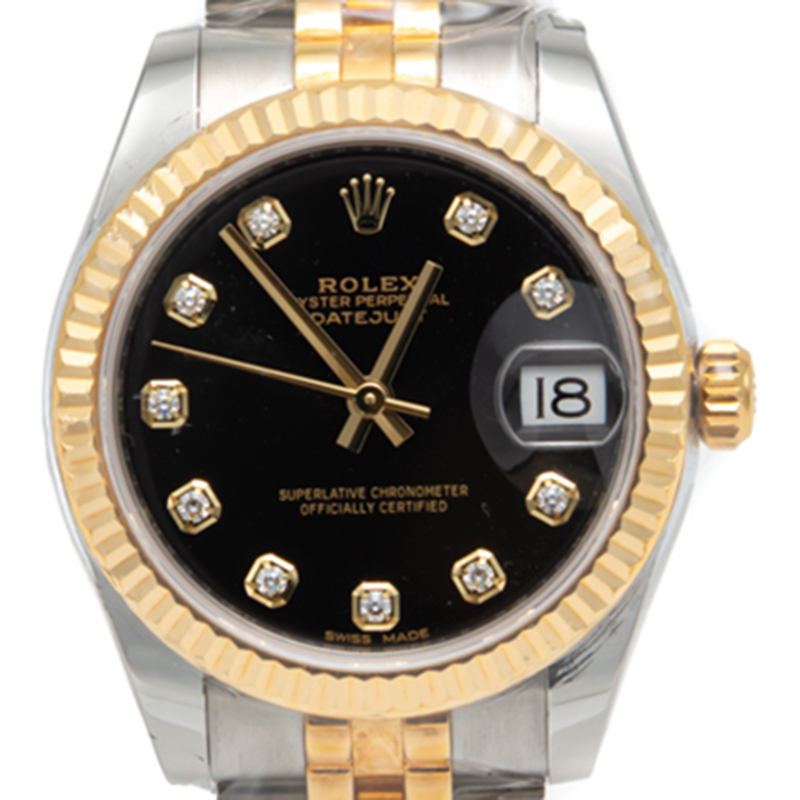 

Rolex Black Diamond Dial Datejust Steel & Yellow Gold Women's Watch