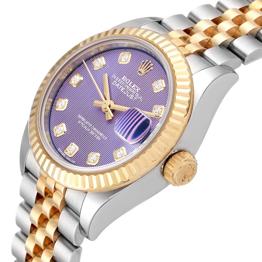 

Rolex Lilac Diamonds 18K Yellow Gold And Stainless Steel Datejust 279173 Women's Wristwatch 28 MM, Multicolor