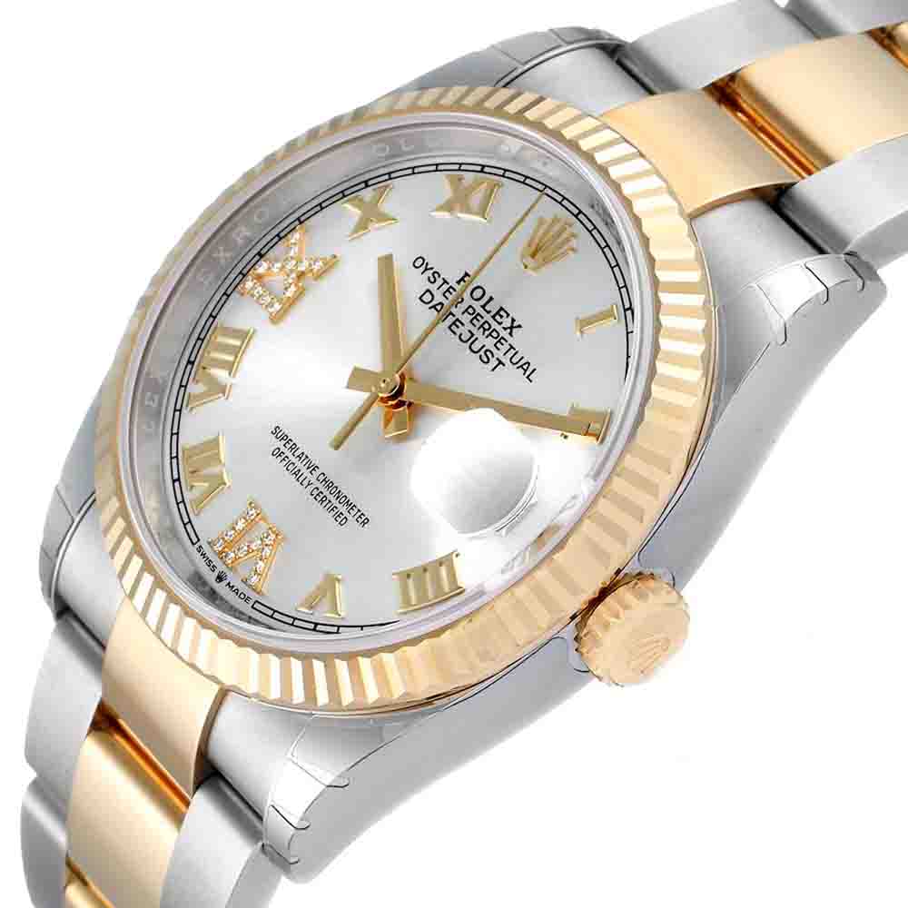 

Rolex Silver Diamonds 18k Yellow Gold And Stainless Steel Datejust 126233 Women's Wristwatch 36 MM