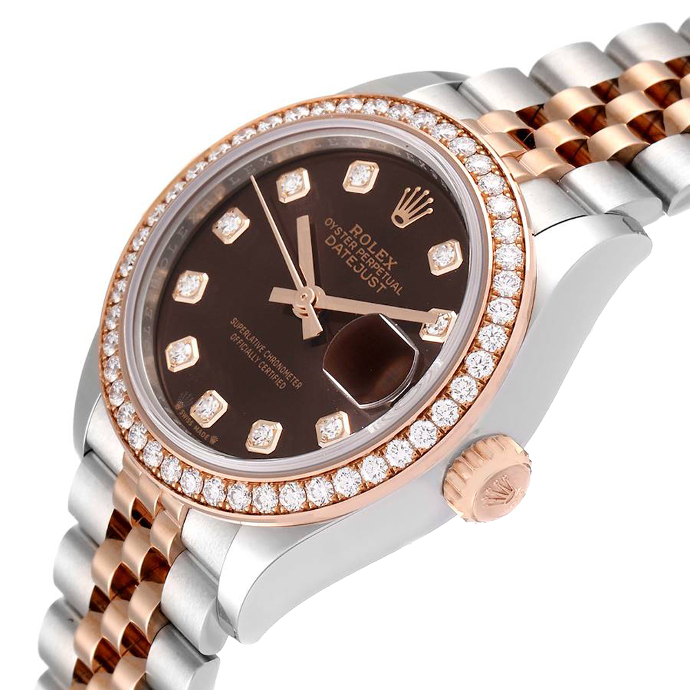 

Rolex Brown 18K Rose Gold And Stainless Steel Datejust 279381 Women's Wristwatch 28 MM
