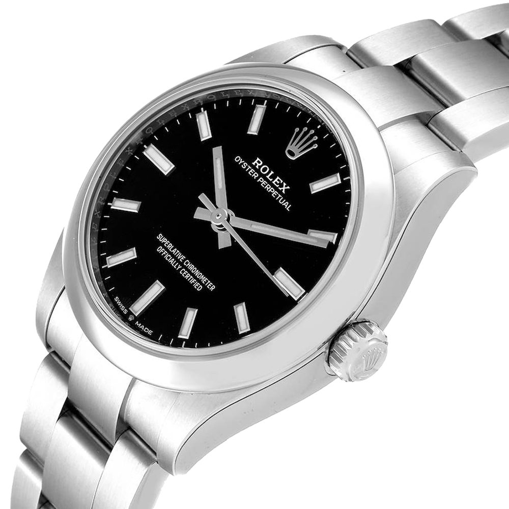 

Rolex Black Stainless Steel Oyster Perpetual Automatic 277200 Women's Wristwatch 31 MM