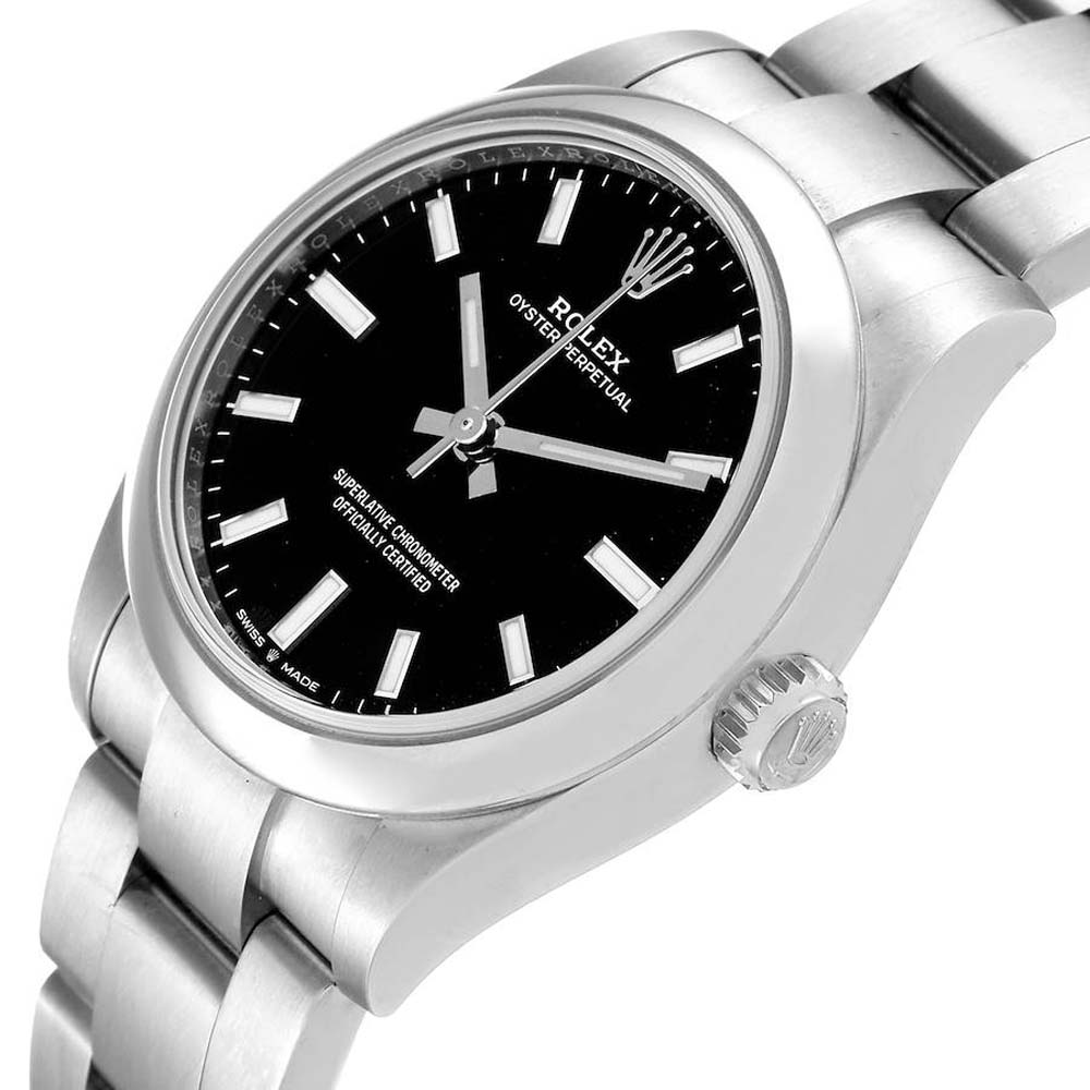 

Rolex Black Stainless Steel Oyster Perpetual Automatic 277200 Women's Wristwatch 31 MM