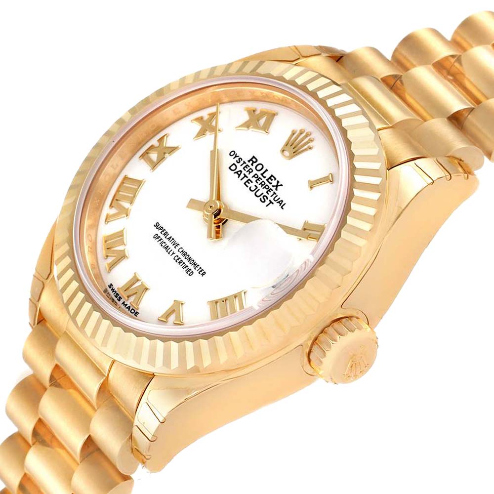 

Rolex White 18K Yellow Gold President Datejust 279178 Women's Wristwatch 28 MM