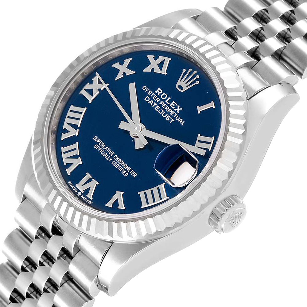 

Rolex Blue 18K White Gold Stainless Steel Datejust 278274 Women's Wristwatch