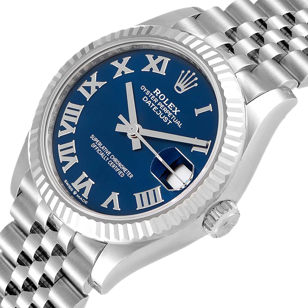 

Rolex Blue 18K White Gold Stainless Steel Datejust 278274 Women's Wristwatch