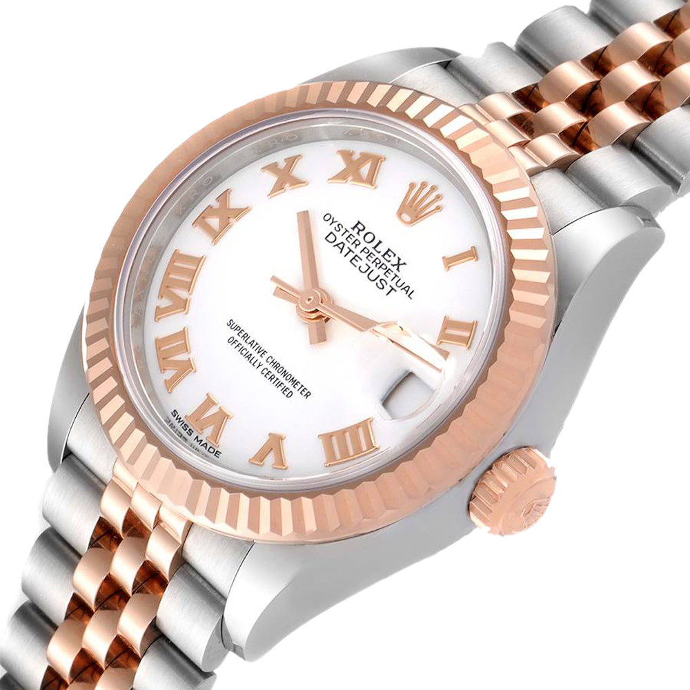 

Rolex White 18K Rose Gold And Stainless Steel Datejust 279171 Women's Wristwatch 28 MM