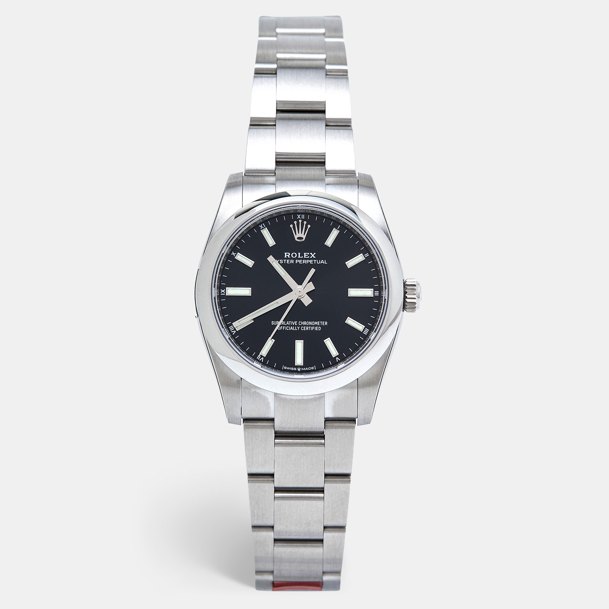 Pre Owned Rolex Black Oystersteel Oyster Perpetual M124200-0002 Women's Wristwatch 34 mm