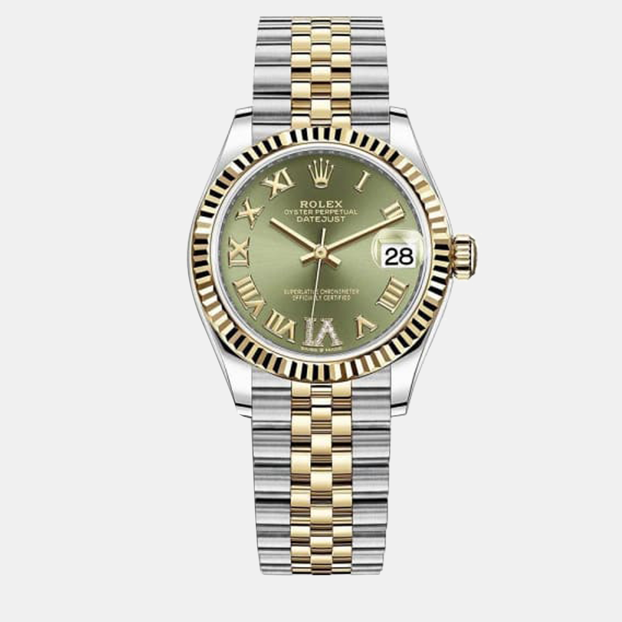 

Rolex Green 18K Yellow Gold And Stainless Steel Datejust 278273 Women's Wristwatch 31 mm