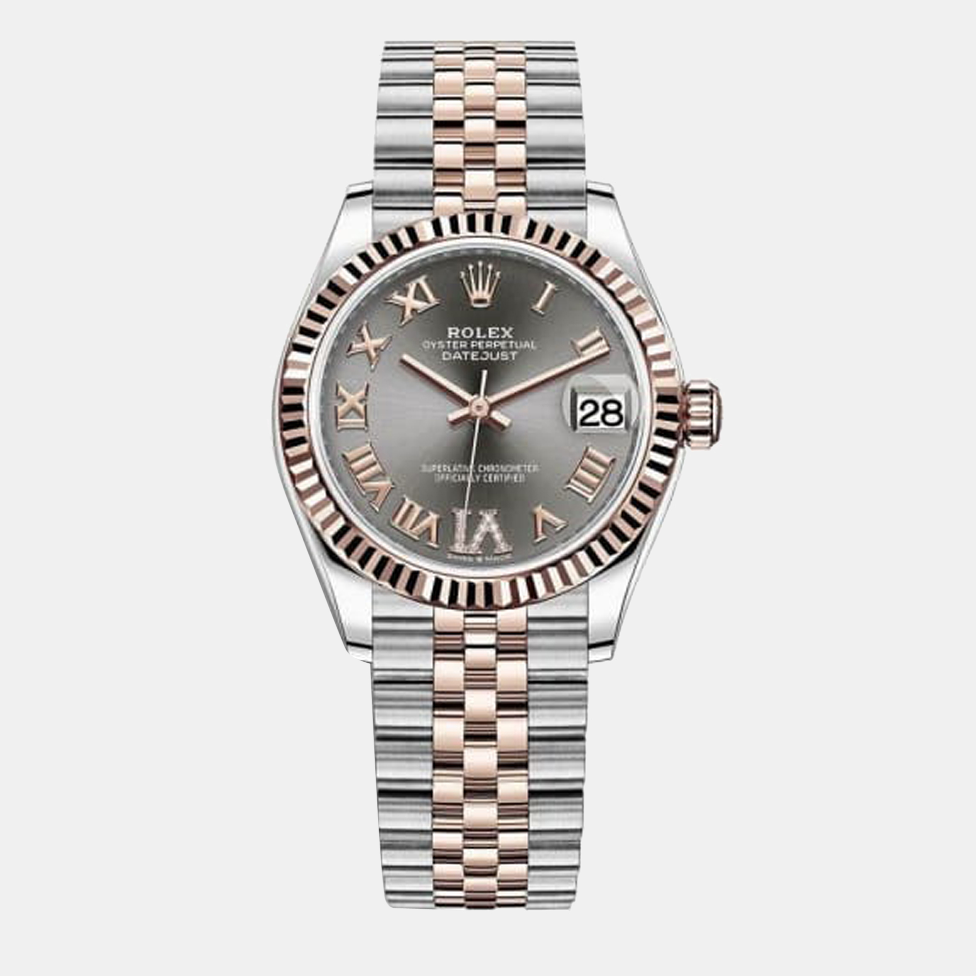 

Rolex Grey 18K Rose Gold And Stainless Steel Datejust 278271 Women's Wristwatch 31 mm