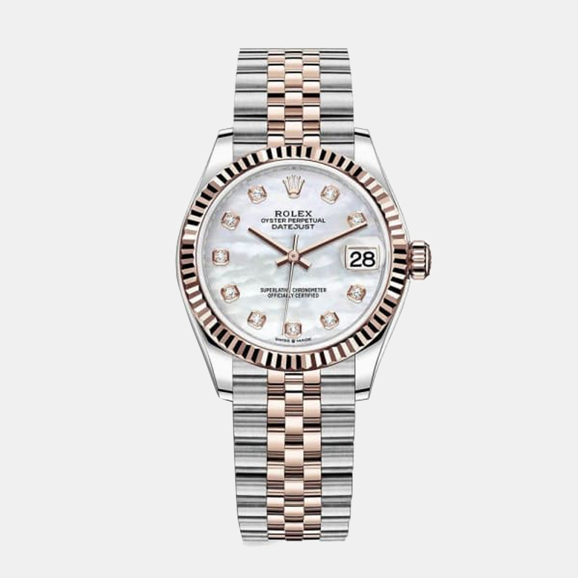 

Rolex Diamond MOP 18K Rose Gold And Stainless Steel Datejust 278271 Women's Wristwatch 31 mm, White