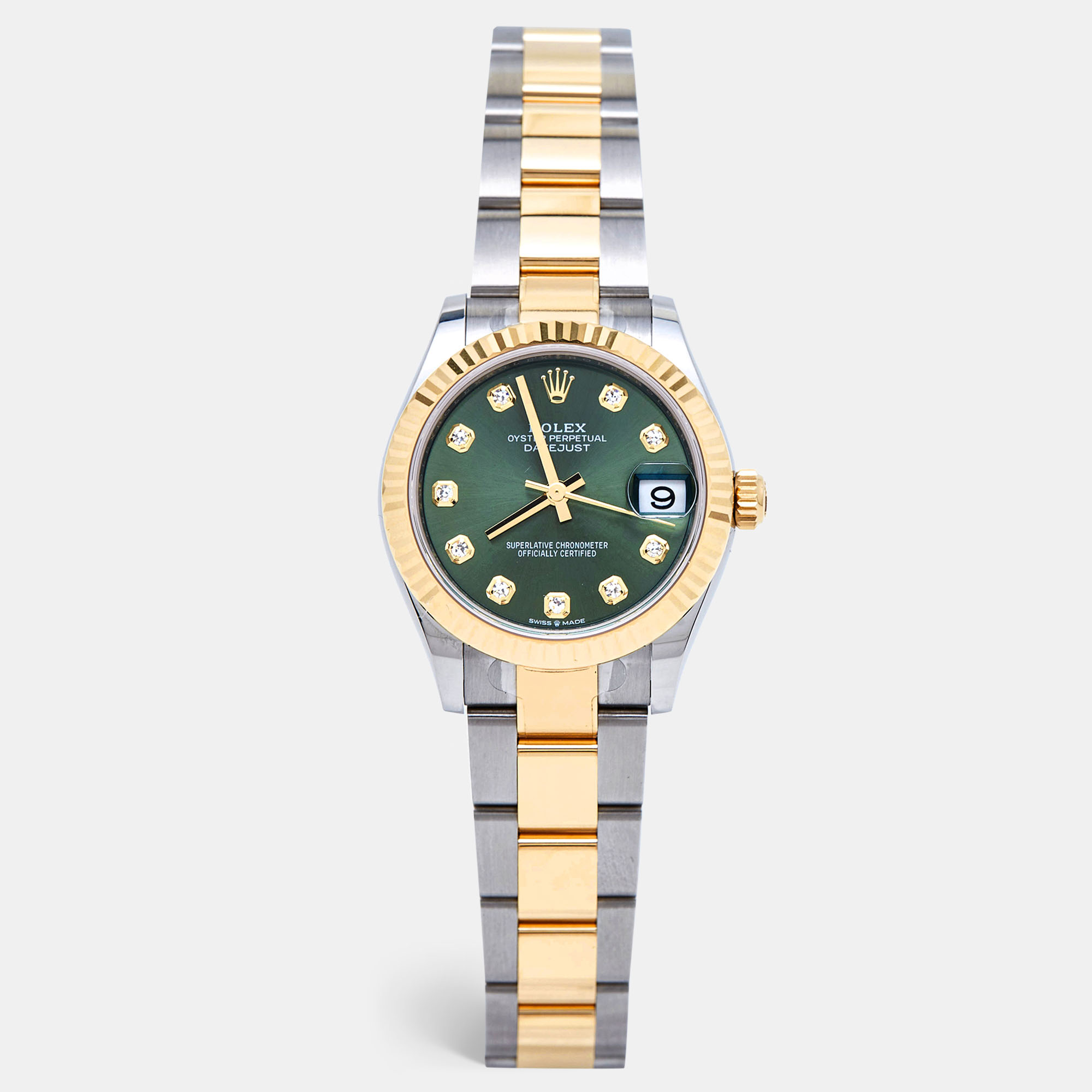 Rolex Datejust Olive Green Women's Watch Diamonds
