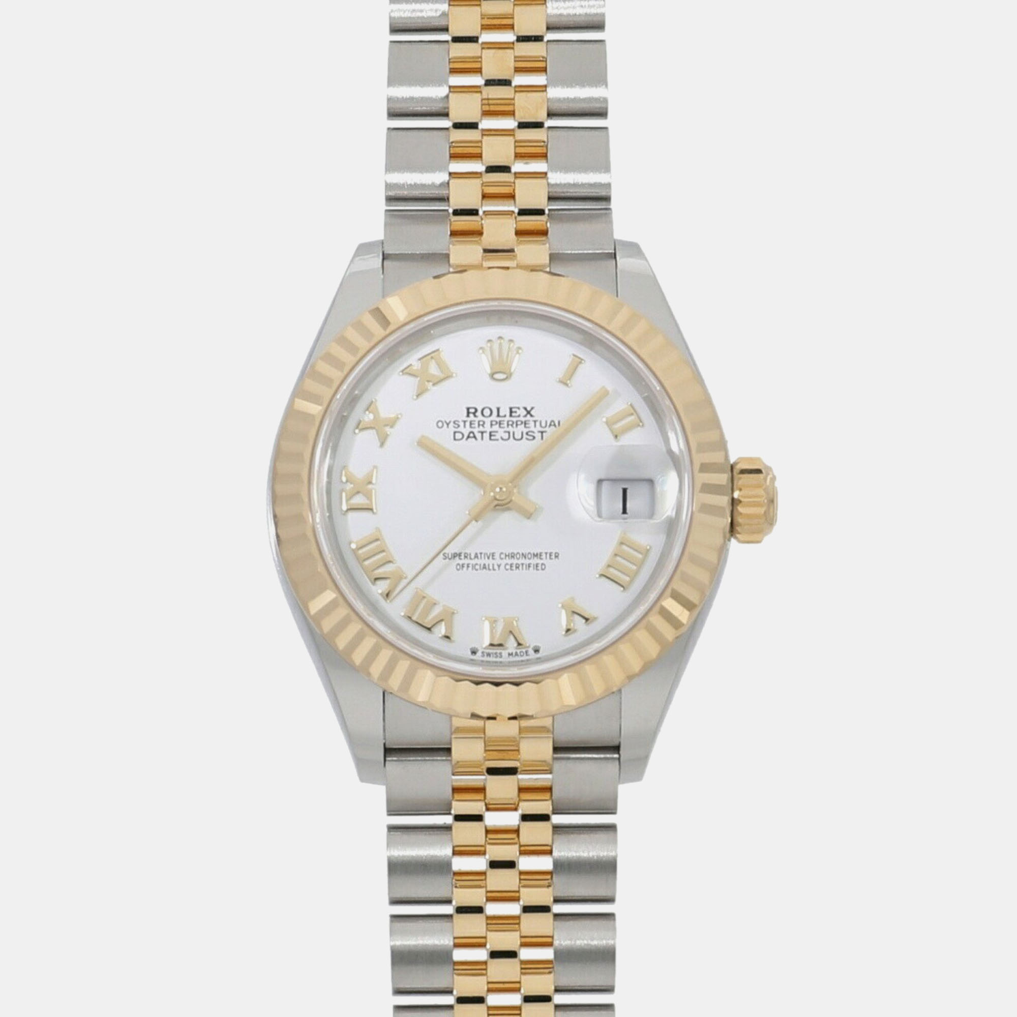 

Rolex White 18k Yellow Gold Stainless Steel Datejust 279173 Automatic Women's Wristwatch 28 mm