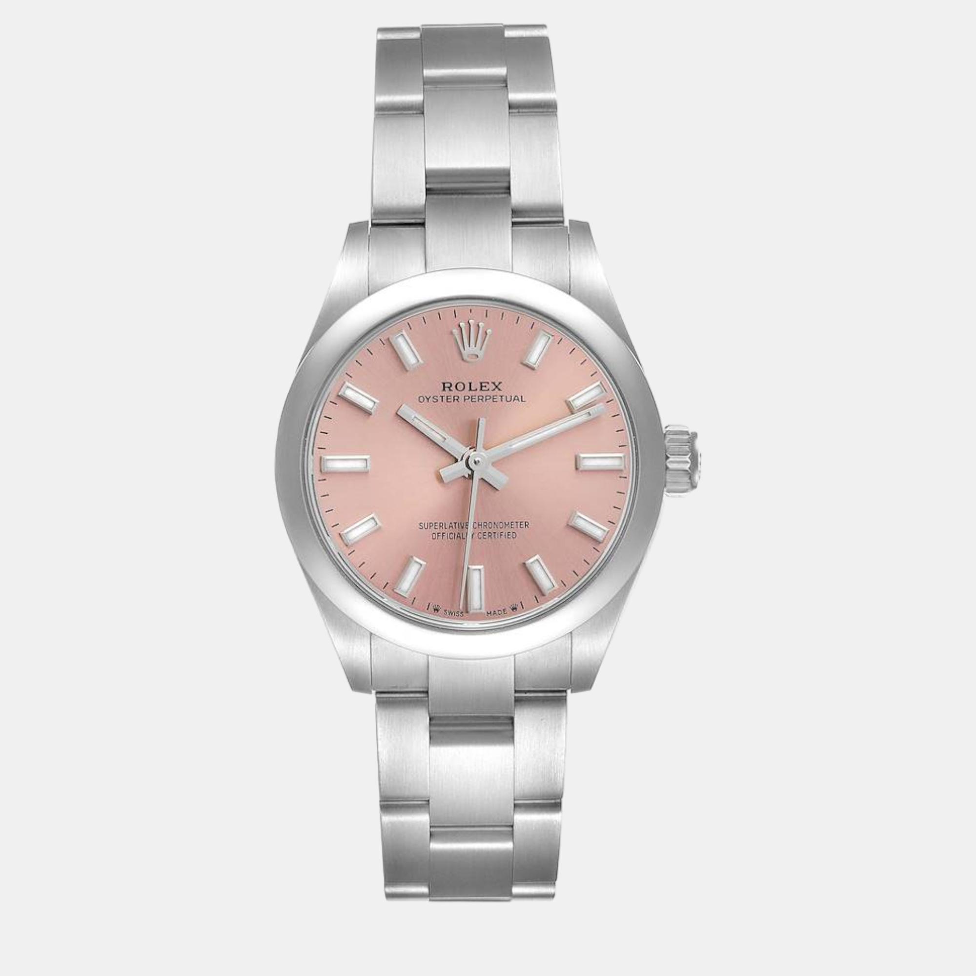 

Rolex Oyster Perpetual Pink Dial Steel Ladies Watch 276200