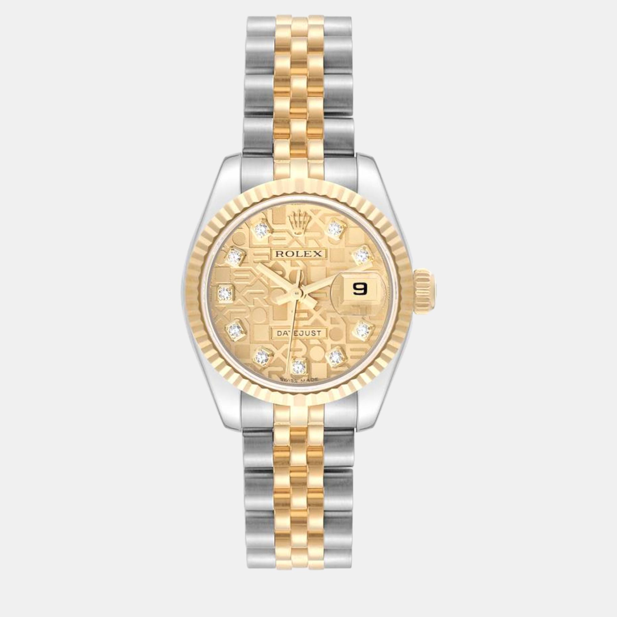 

Rolex Datejust Diamond Anniversary Dial Steel Yellow Gold Ladies Watch 179173