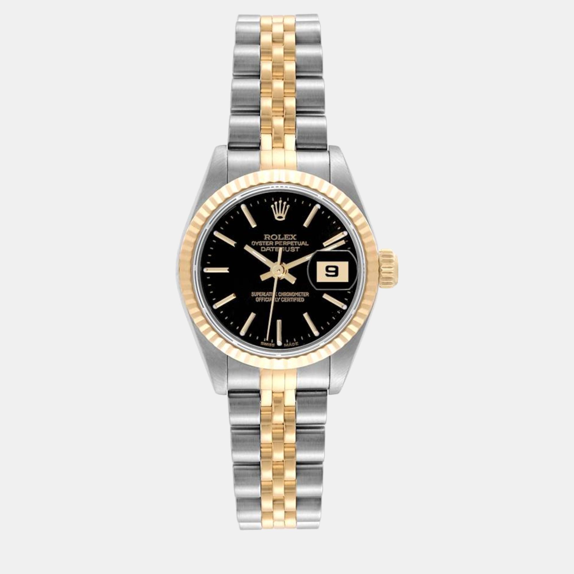 

Rolex Datejust Steel Yellow Gold Black Dial Ladies Watch 79173