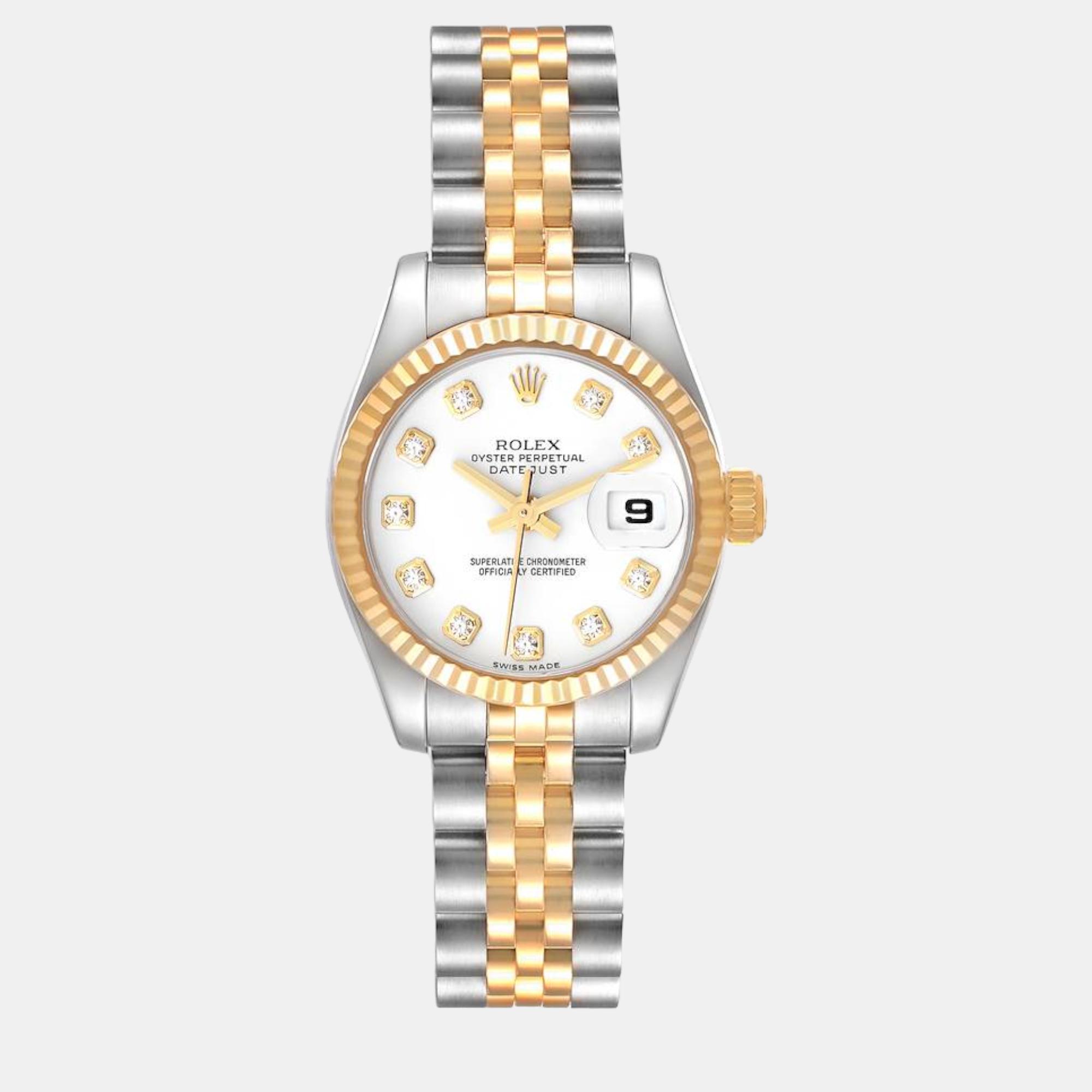 

Rolex Datejust Steel Yellow Gold White Diamond Dial Ladies Watch 179173