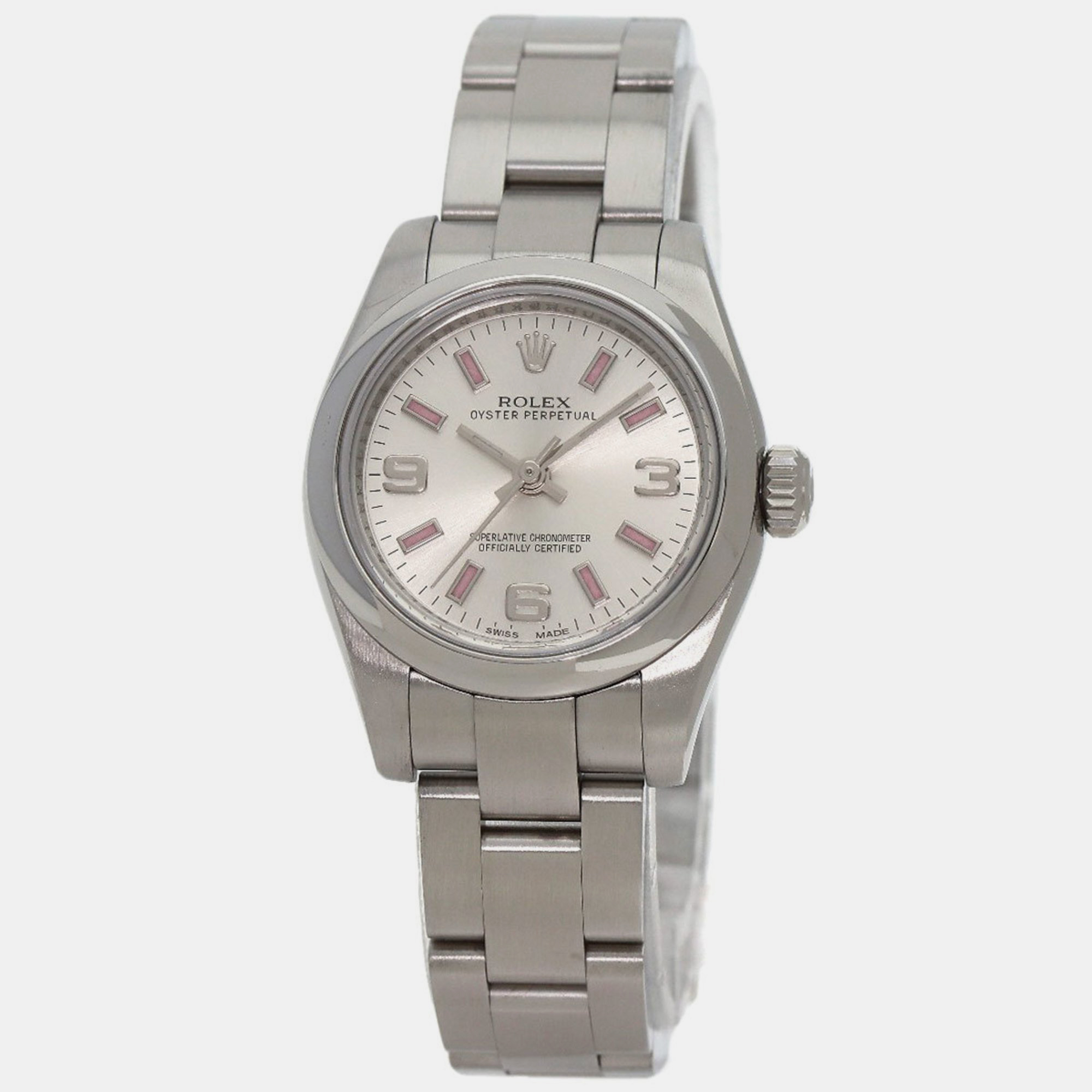 

Rolex Silver Stainless Steel Oyster Perpetual 176200 Automatic Women's Wristwatch 26 mm