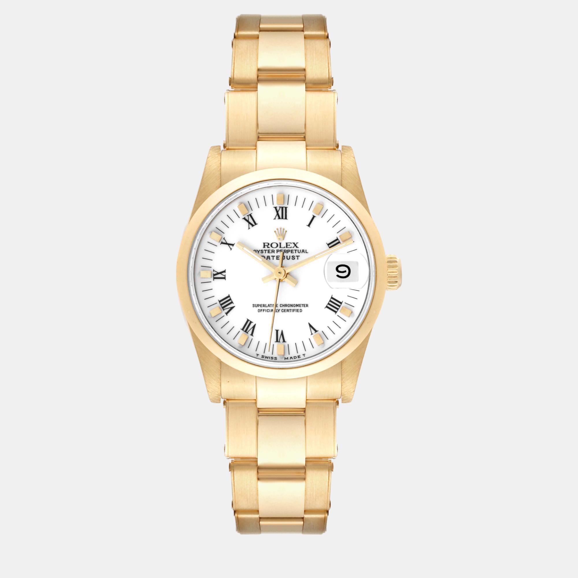 

Rolex President Datejust Midsize Yellow Gold White Dial Ladies Watch 68248 31 mm