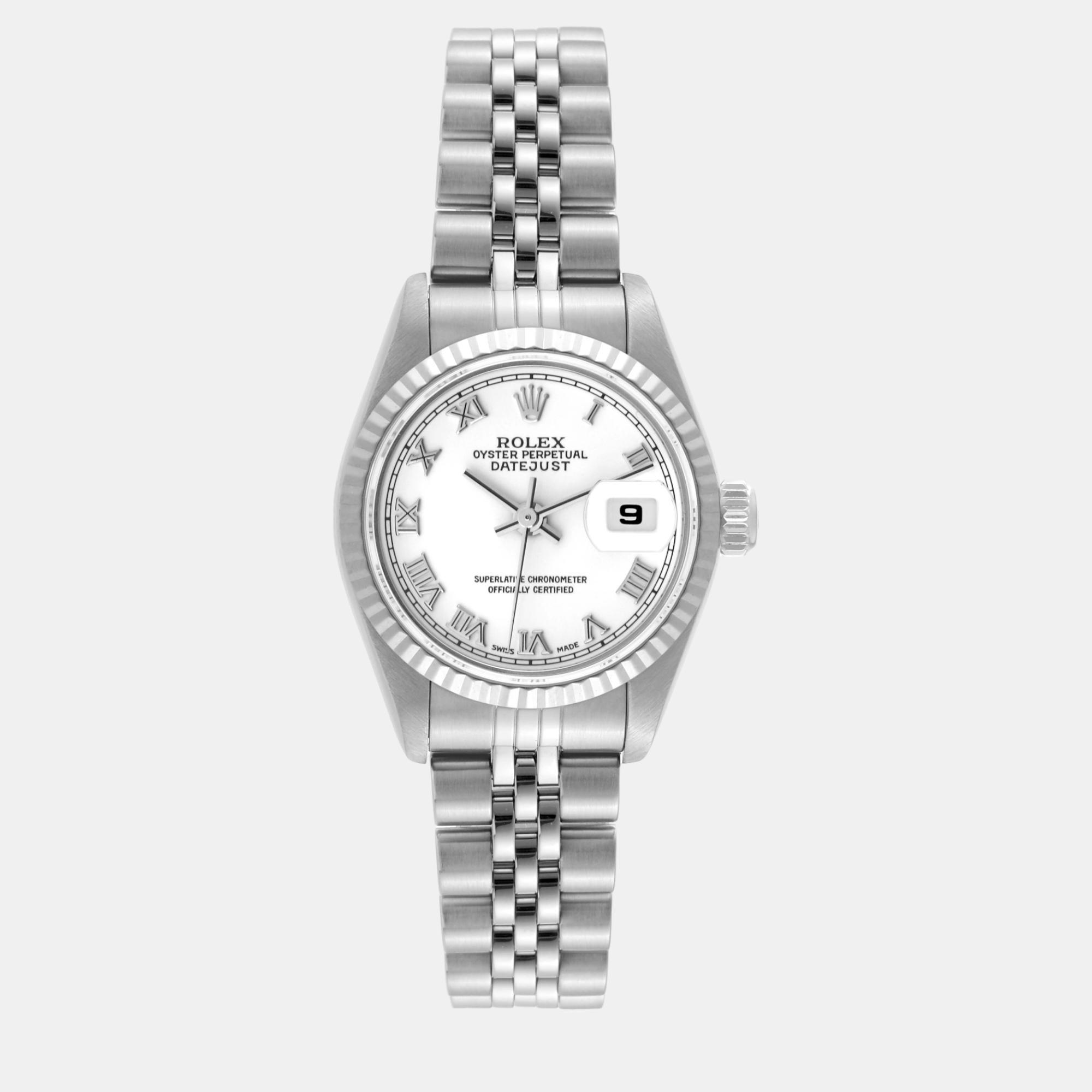 

Rolex Datejust Steel White Gold Roman Numeral Ladies Watch 79174