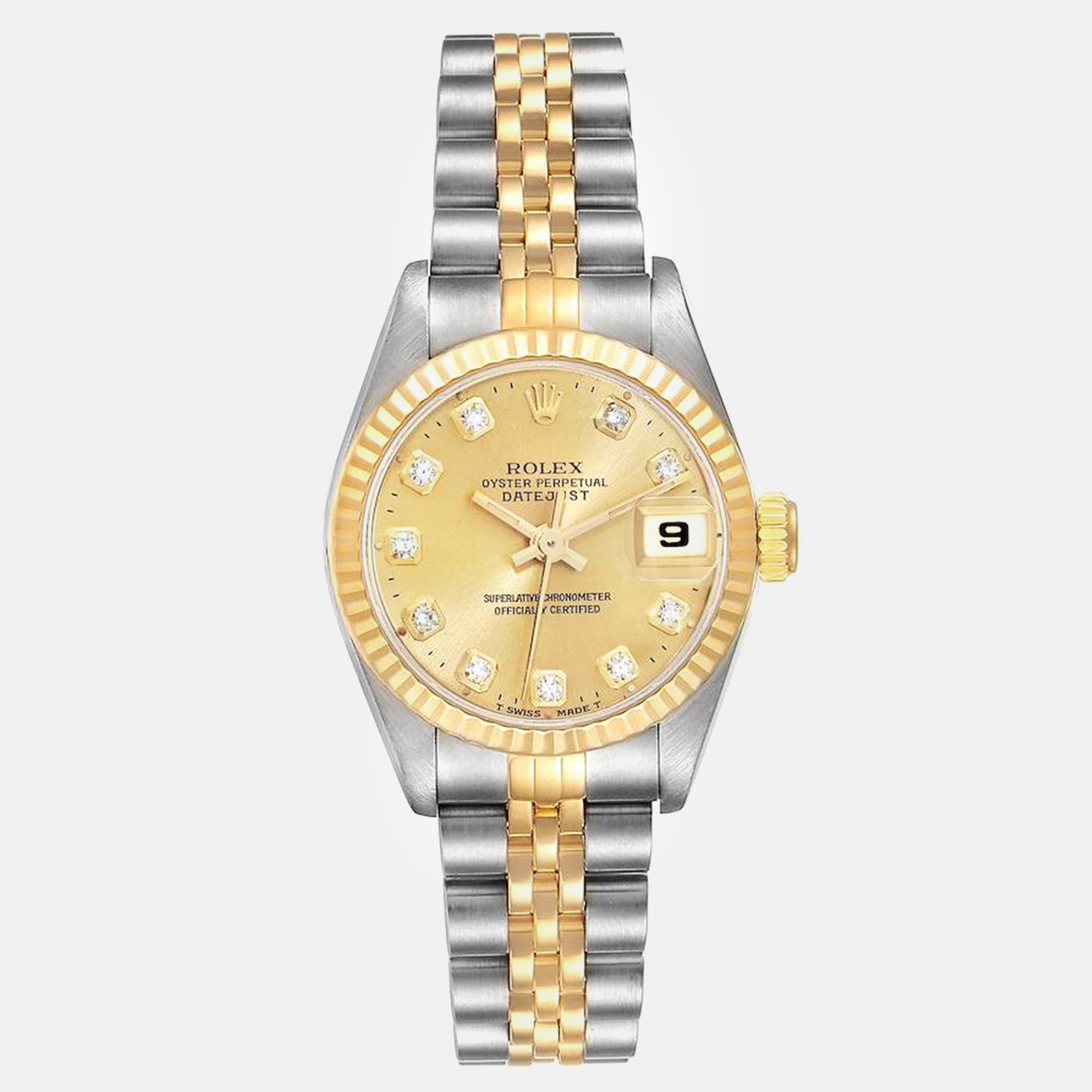 

Rolex Datejust Steel Yellow Gold Diamond Ladies Watch 69173 26 mm