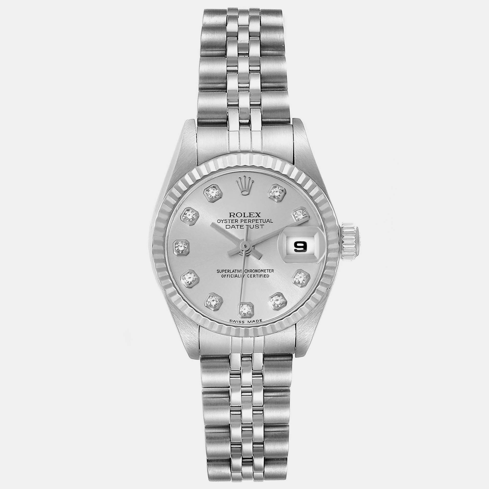 

Rolex Datejust Steel White Gold Diamond Dial Ladies Watch 26.0 mm, Silver