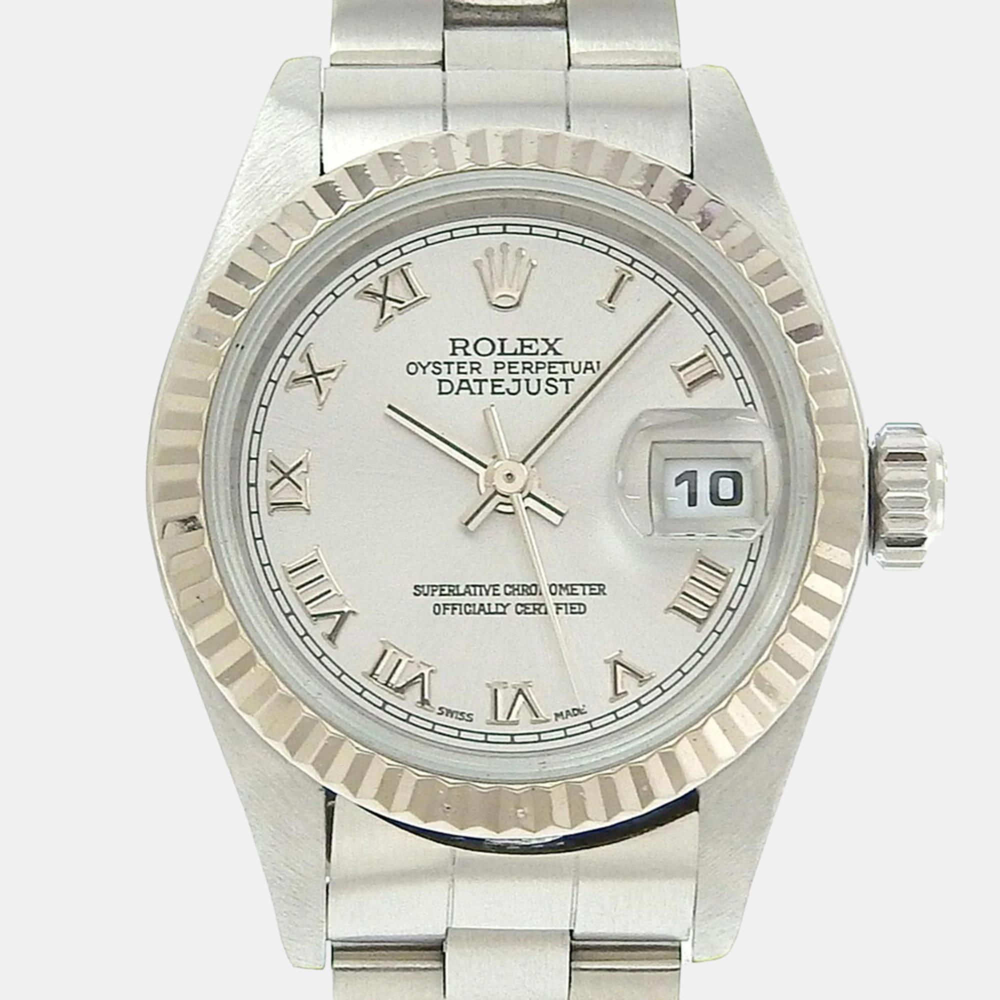 

Rolex Grey Stainless Steel Datejust 79174 Automatic Women's Wristwatch 32 mm