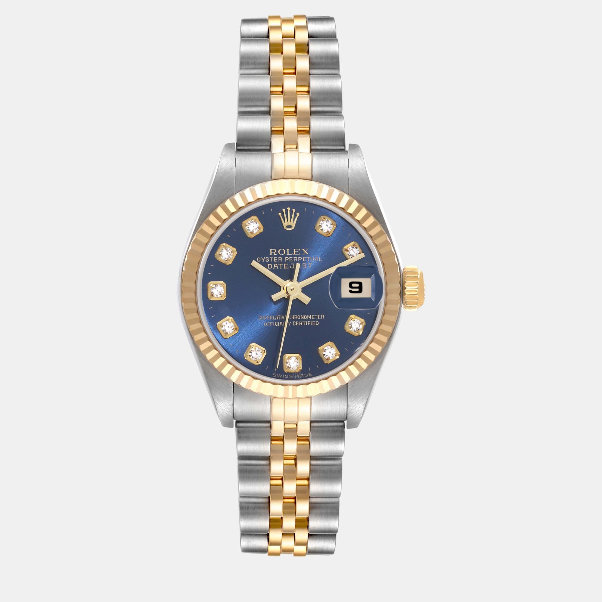 

Rolex Datejust Steel Yellow Gold Blue Diamond Dial Ladies Watch 26.0 mm