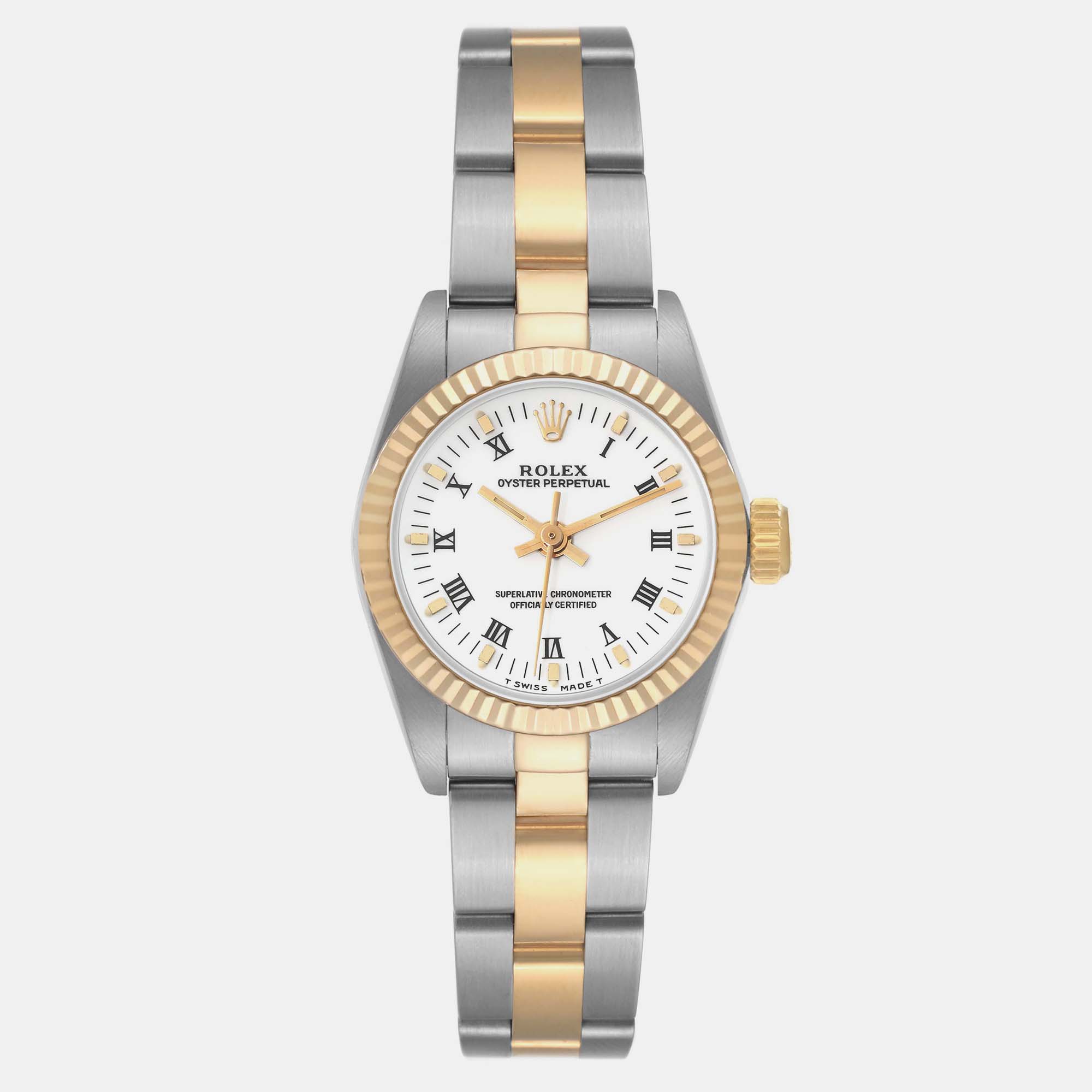 

Rolex Oyster Perpetual Steel Yellow Gold White Dial Ladies Watch 24.0 mm