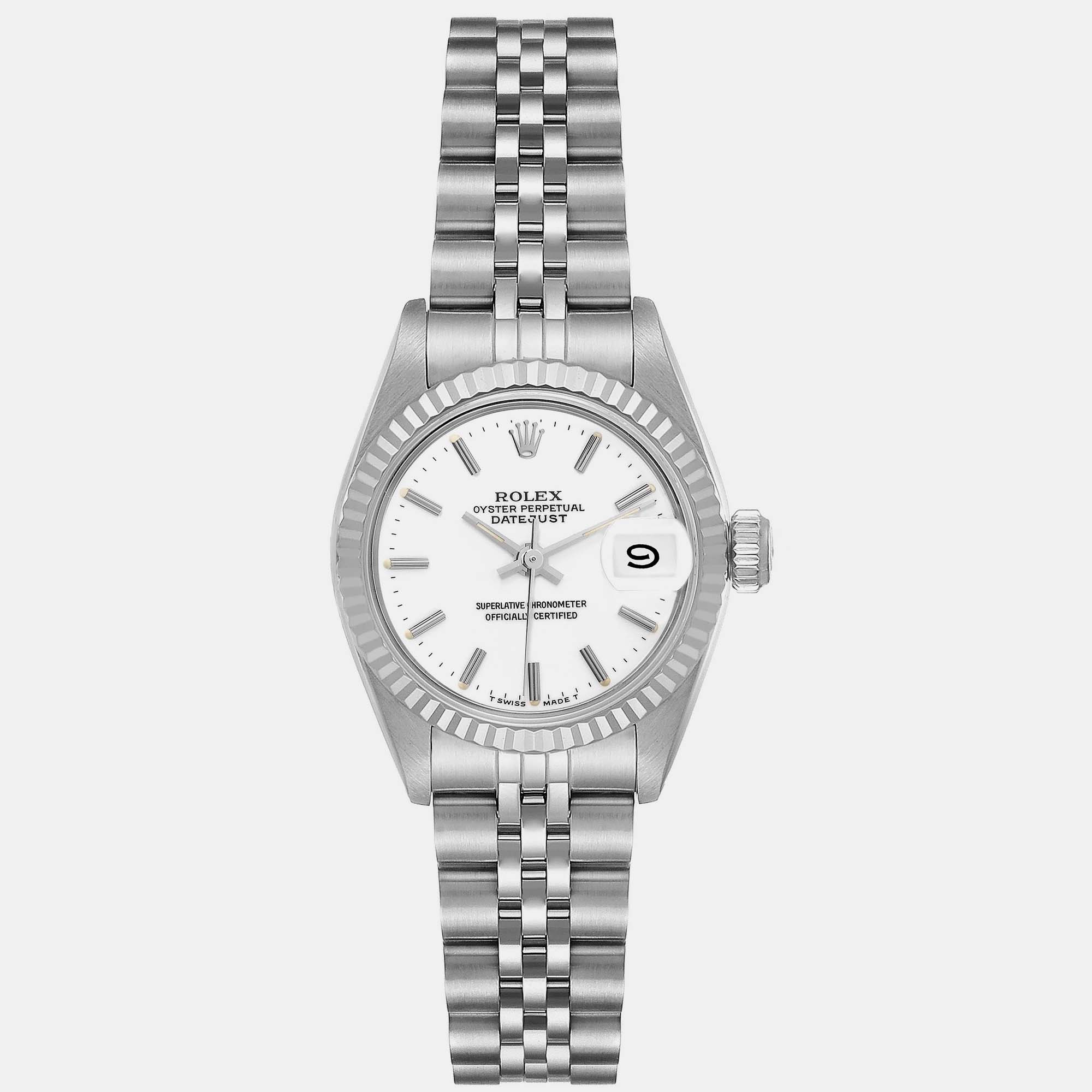 

Rolex Datejust Steel White Gold Fluted Bezel Ladies Watch 26 mm