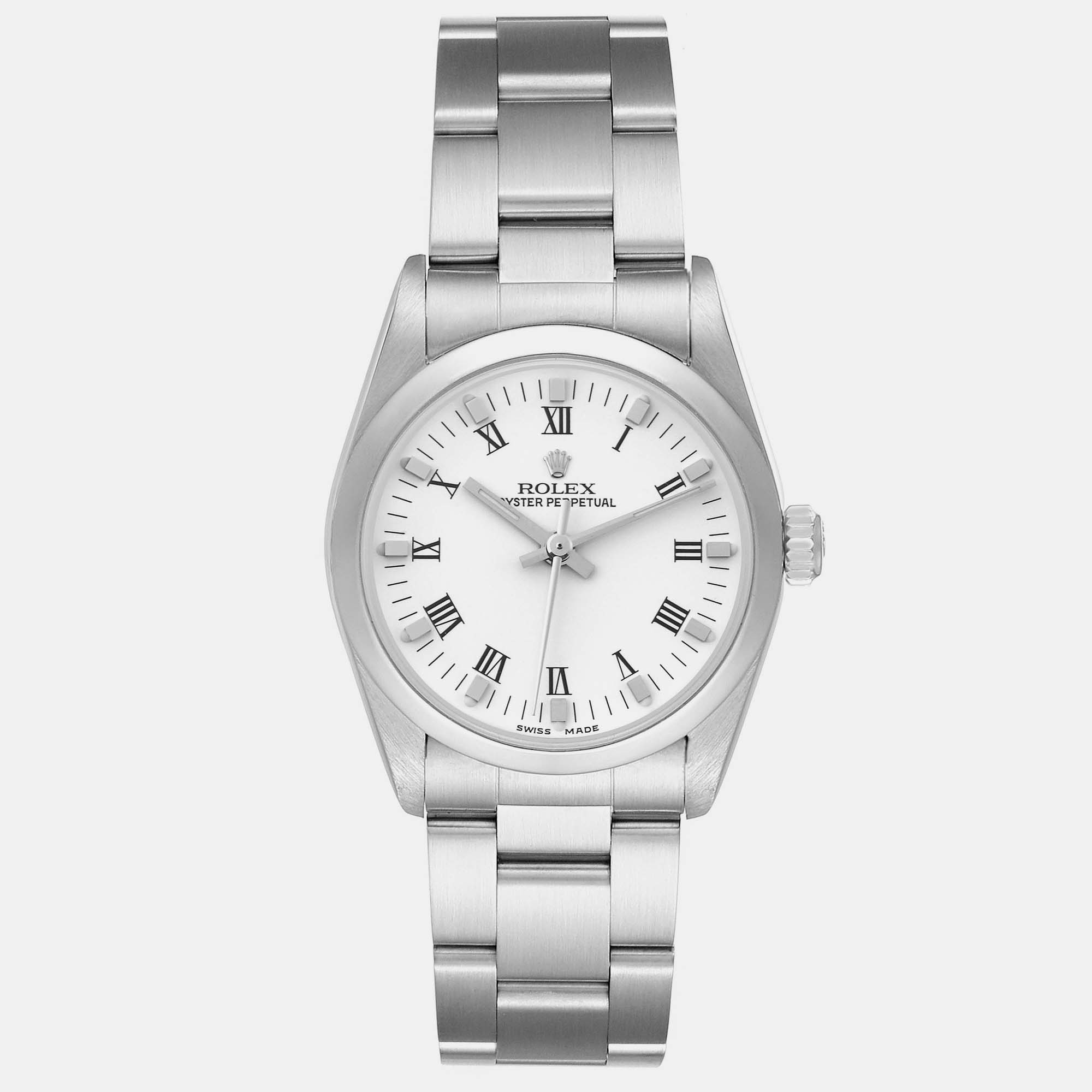 

Rolex Oyster Perpetual Midsize White Dial Smooth Bezel Steel Ladies Watch 31.0 mm