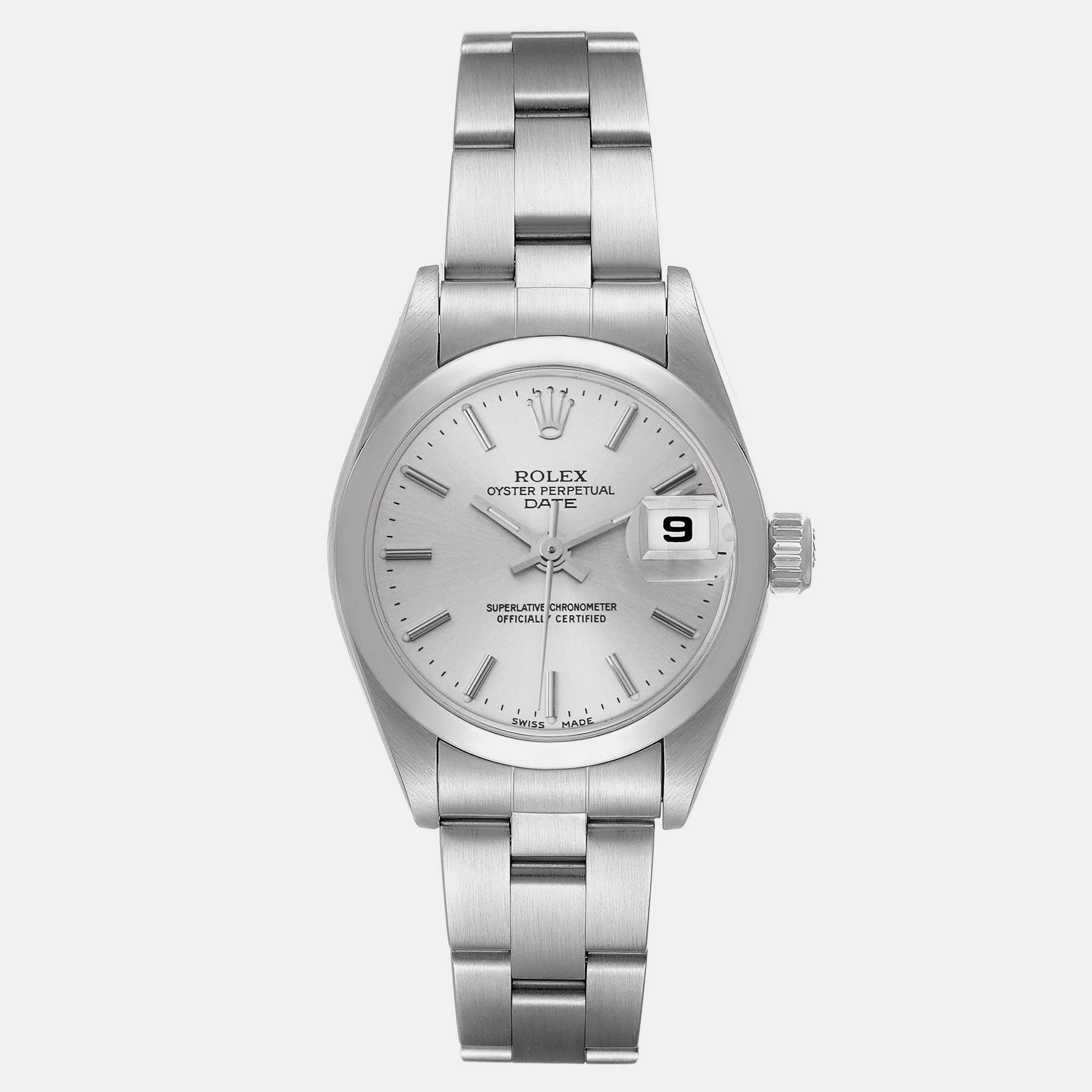 

Rolex Date Silver Dial Smooth Bezel Steel Ladies Watch 26.0 mm