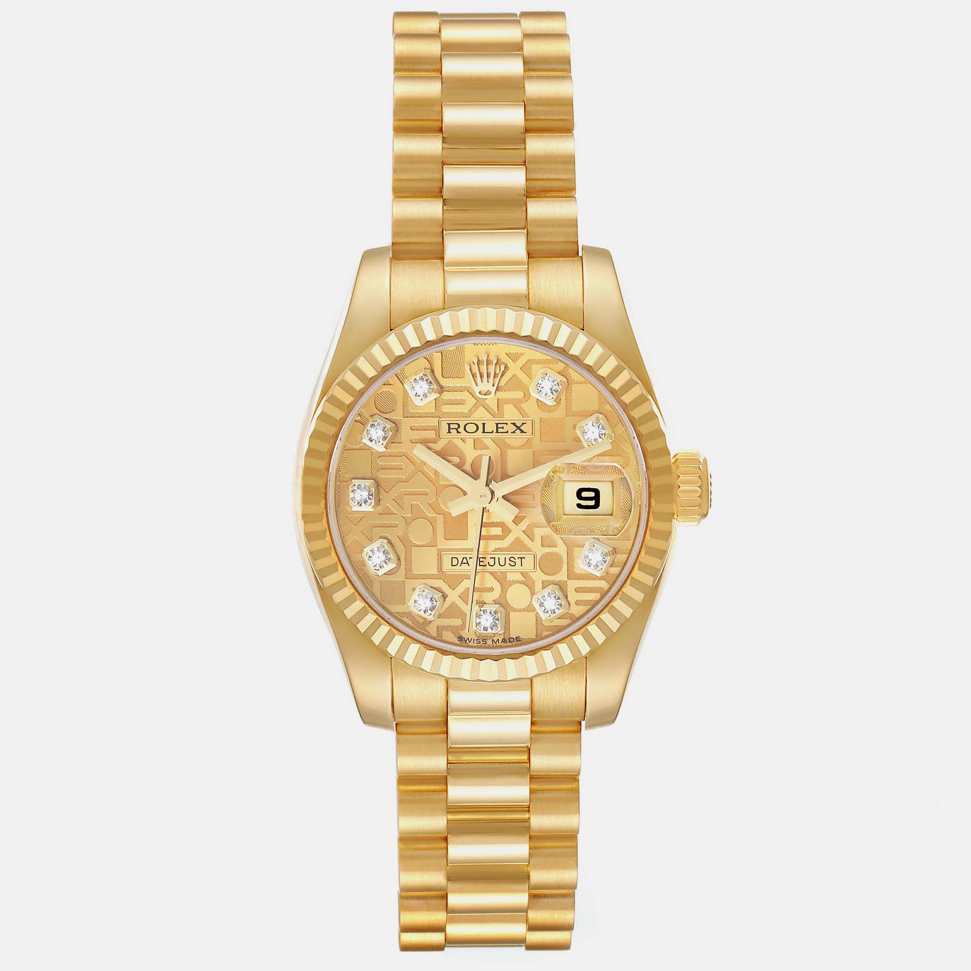 

Rolex President Datejust Yellow Gold Diamond Dial Ladies Watch 26.0 mm