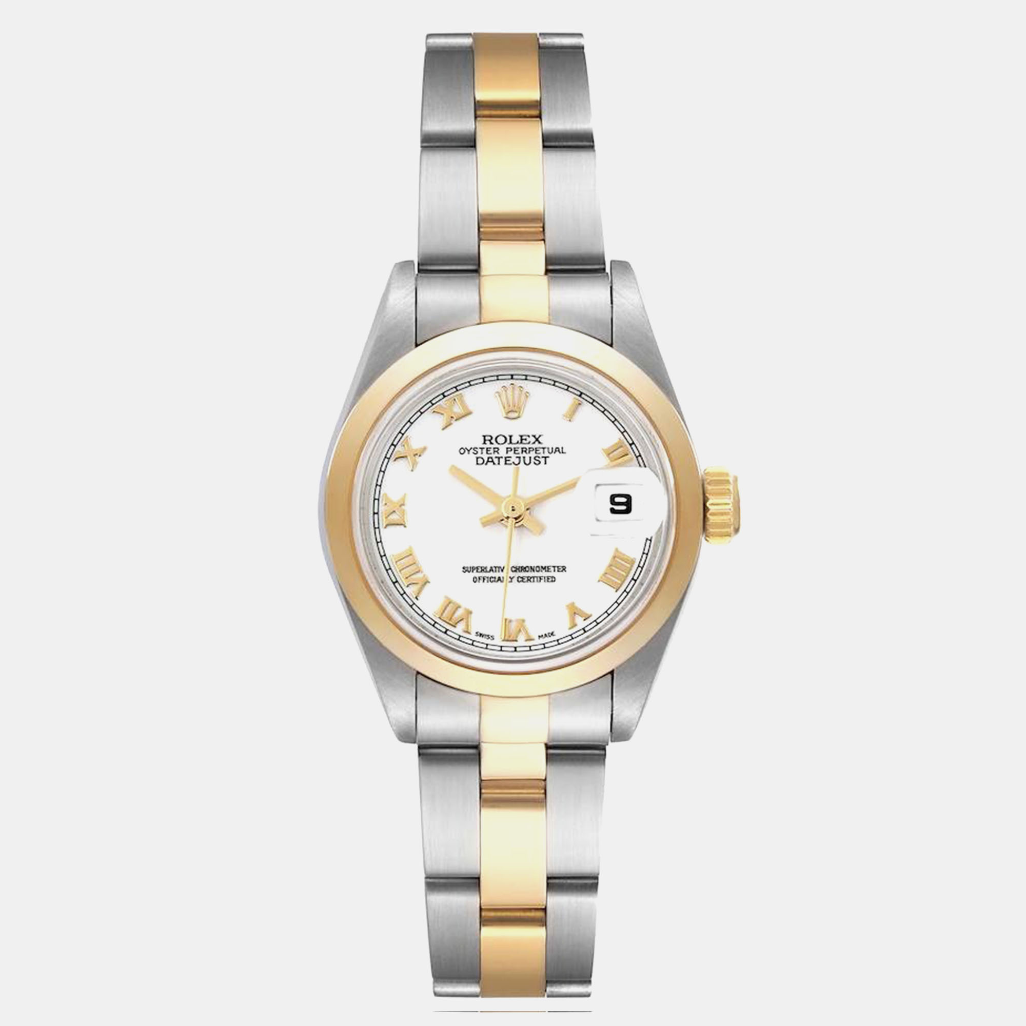 Pre-owned Rolex Datejust Steel Yellow Gold White Dial Ladies Watch 26 Mm