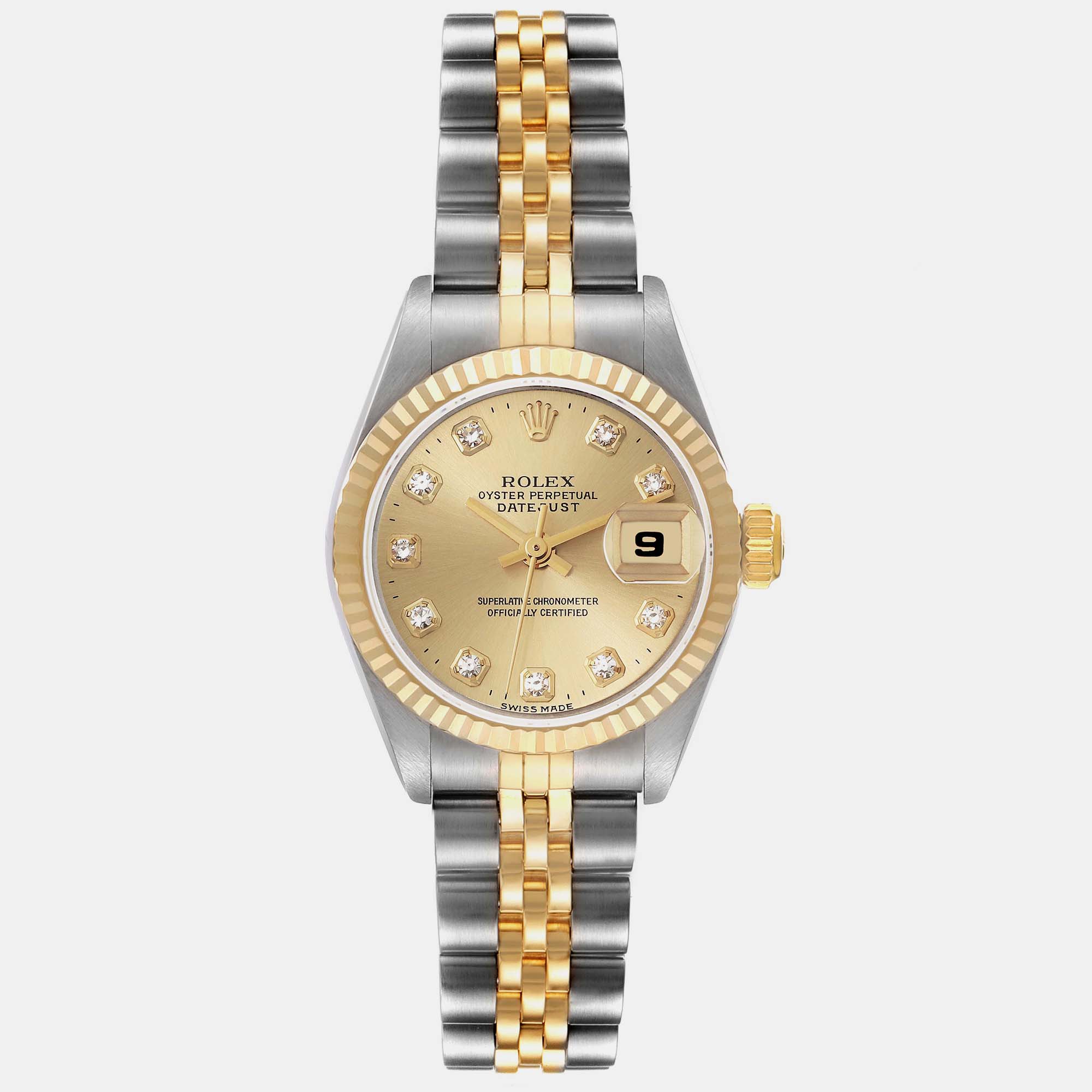 

Rolex Datejust Steel Yellow Gold Diamond Dial Ladies Watch 69173