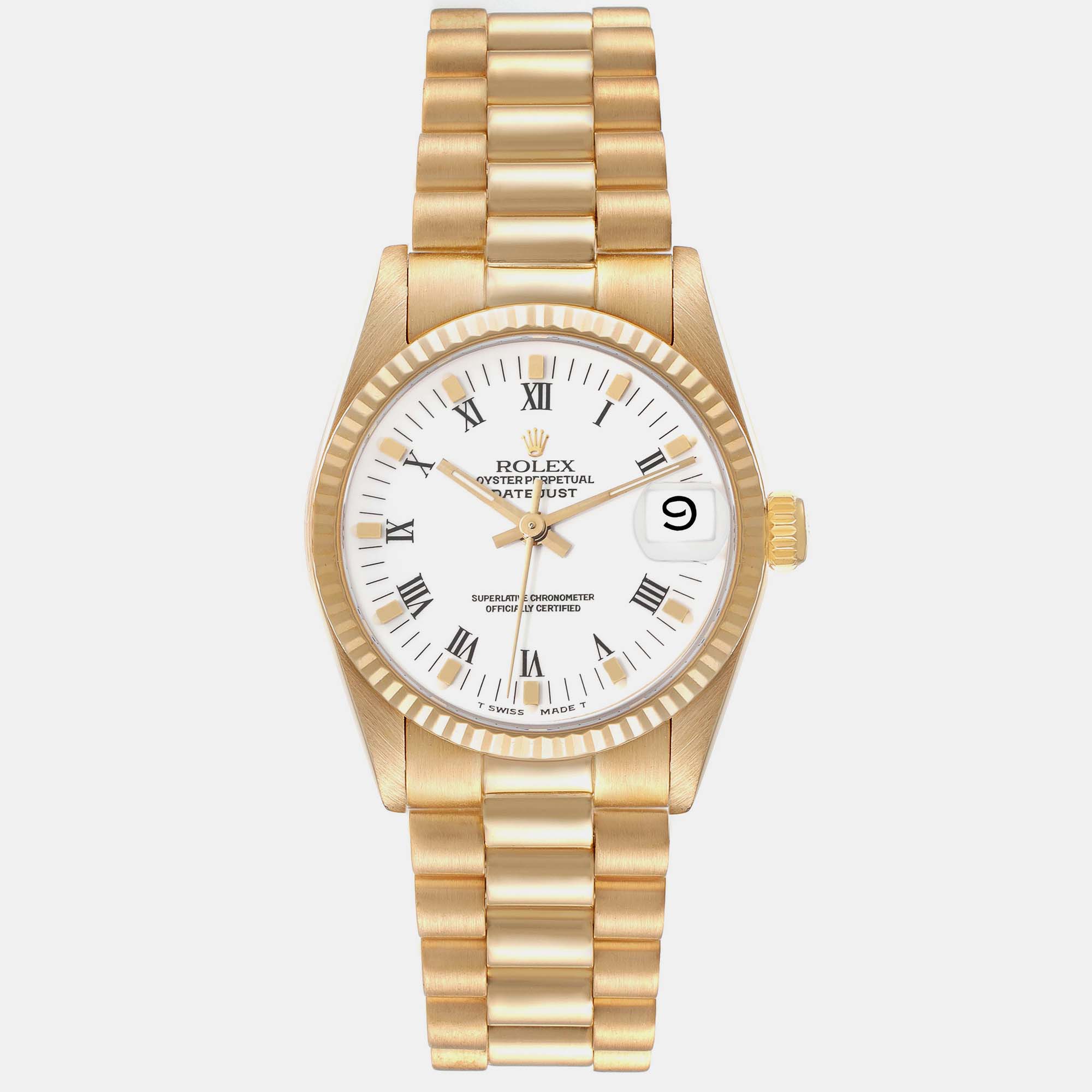 

Rolex President Datejust Midsize White Dial Yellow Gold Ladies Watch 68278