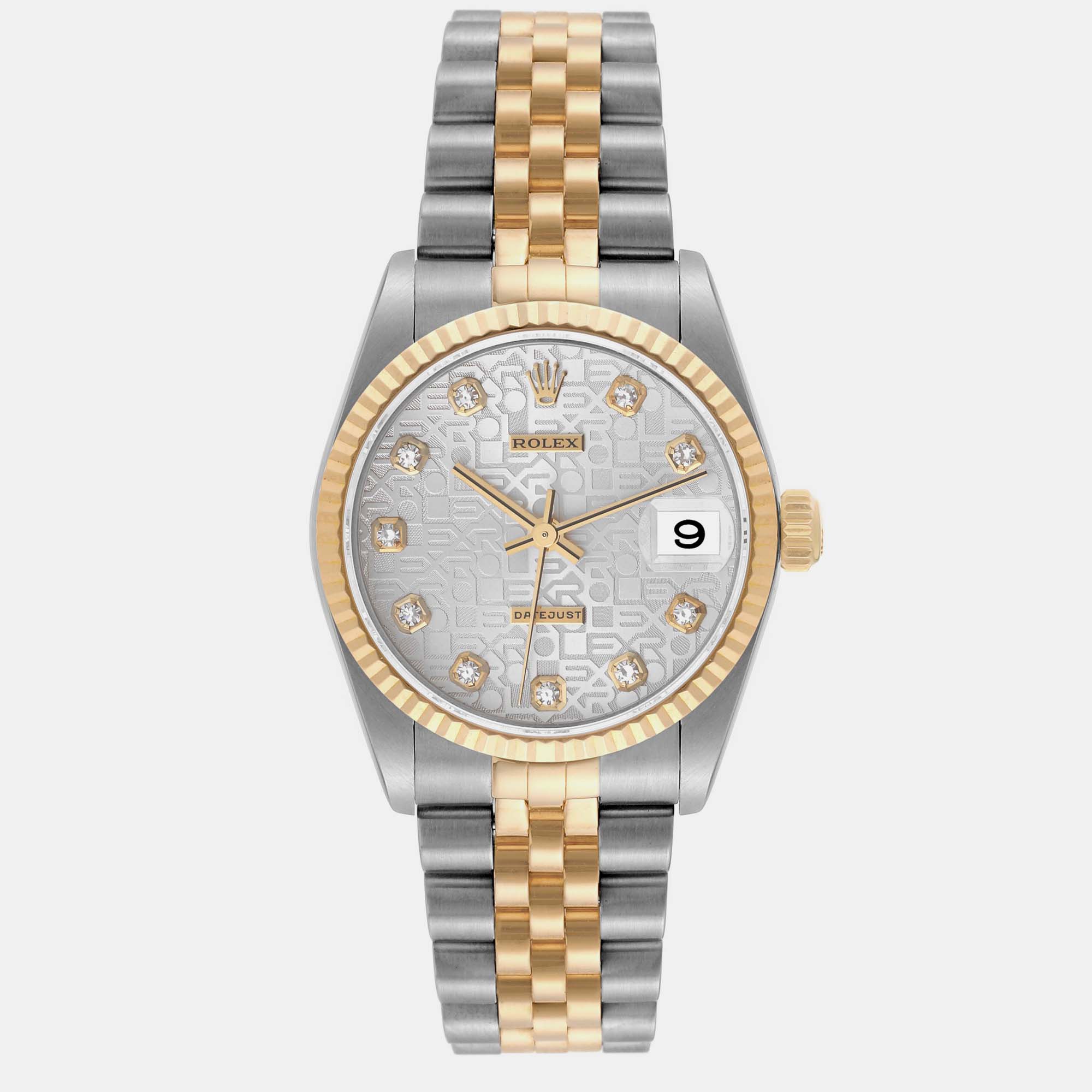

Rolex Datejust Midsize Steel Yellow Gold Diamond Ladies Watch 78273, Silver