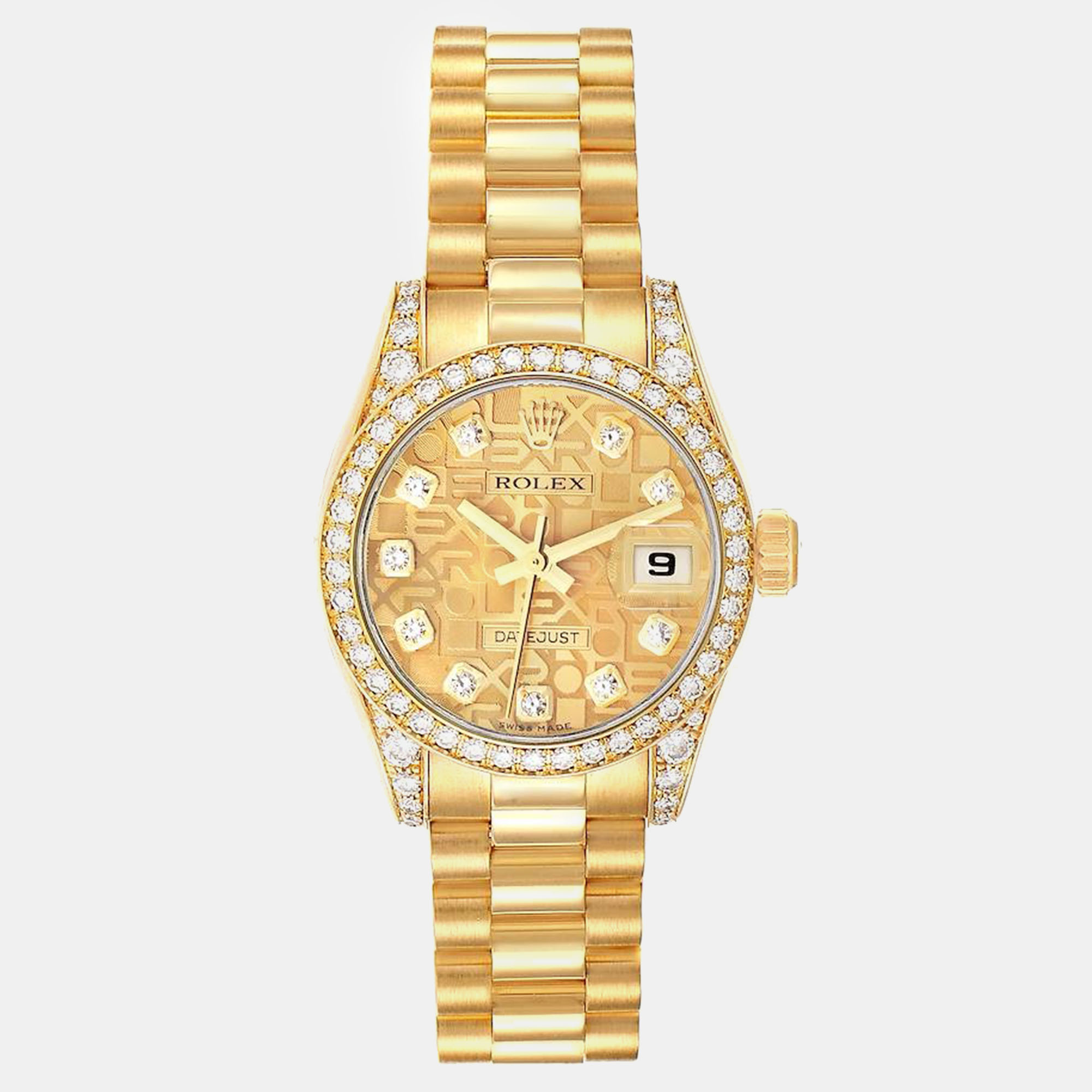 

Rolex President Datejust Yellow Gold Diamond Dial Ladies Watch 179158