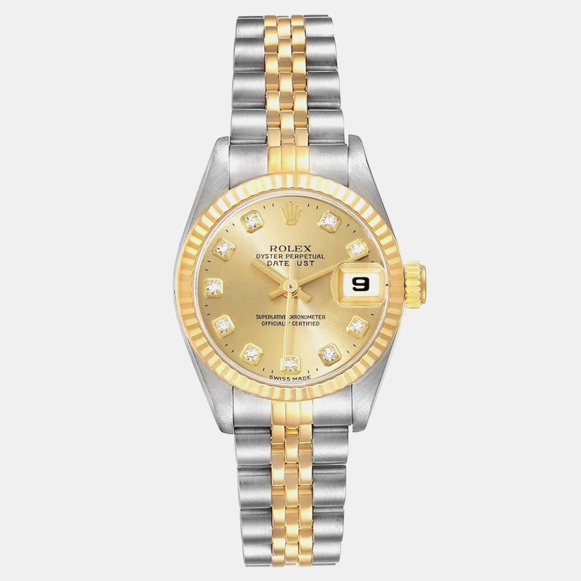 

Rolex Datejust Steel Yellow Gold Diamond Dial Ladies Watch 69173 26 mm