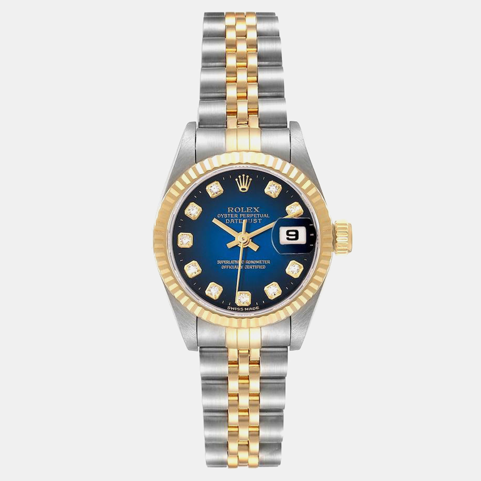 

Rolex Datejust Vignette Diamond Dial Steel Yellow Gold Ladies Watch 26 mm, Blue